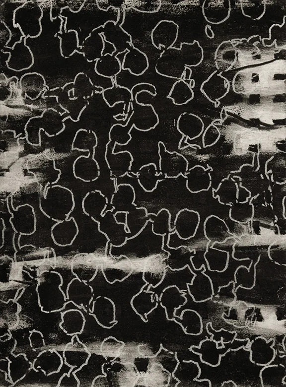 Untitled 14.15 2015 Vaseline, Ink, Gouache, Transfer Paper on Paper, 12” x 9”