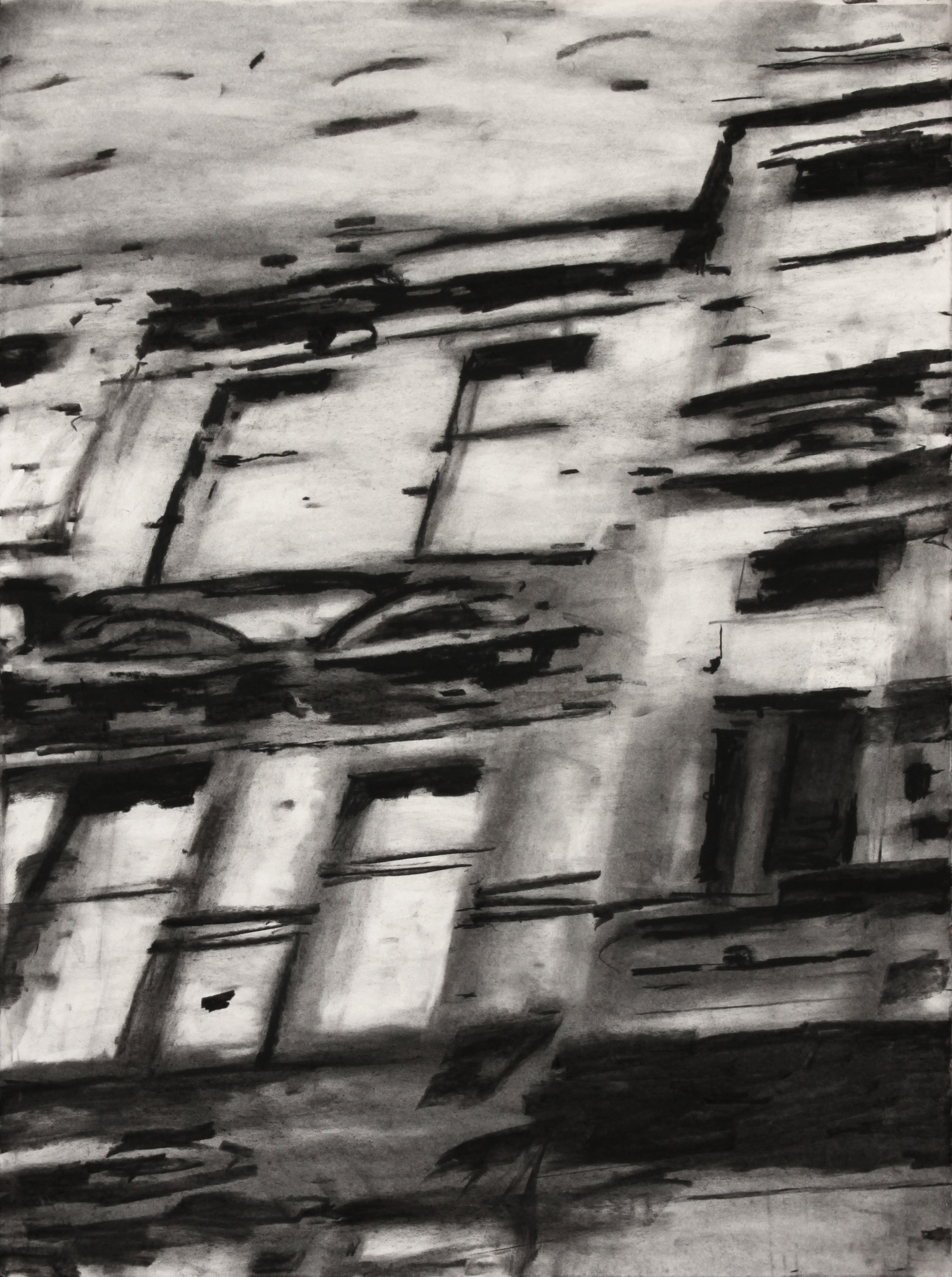   West Facade       2021  Charcoal on Paper      30” x 22”   
