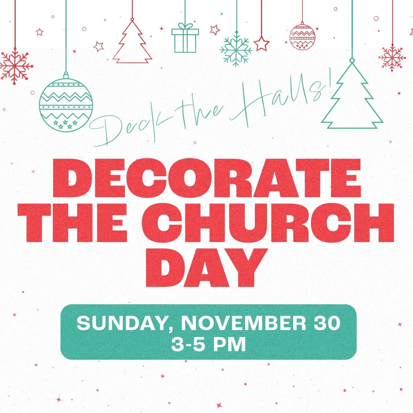 It&rsquo;s time to deck the halls in preparation for Christmas! Come help out at Decorate the Church Day on Sunday, November 30, when we&rsquo;ll put up our trees, hang the wreaths and garlands, and transform both our buildings in preparation for the
