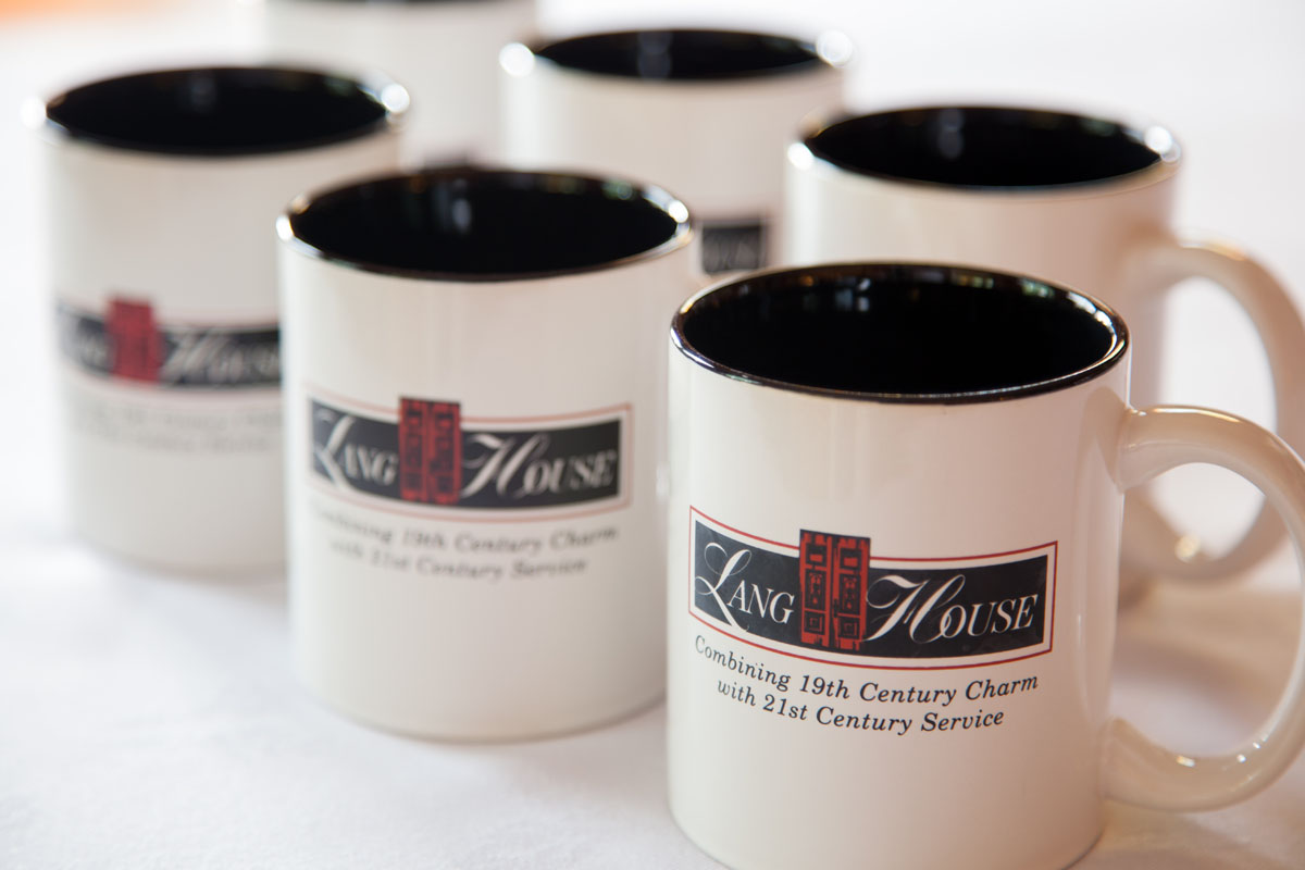 Lang House on Main Street, coffee mugs