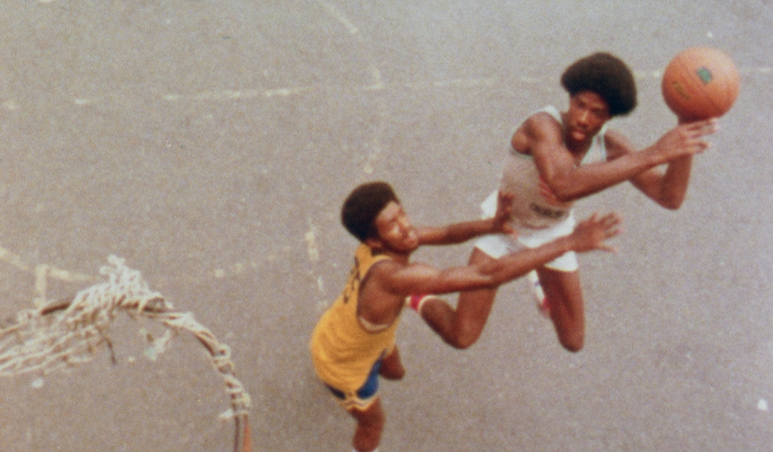 Julius Erving playing a pickup game