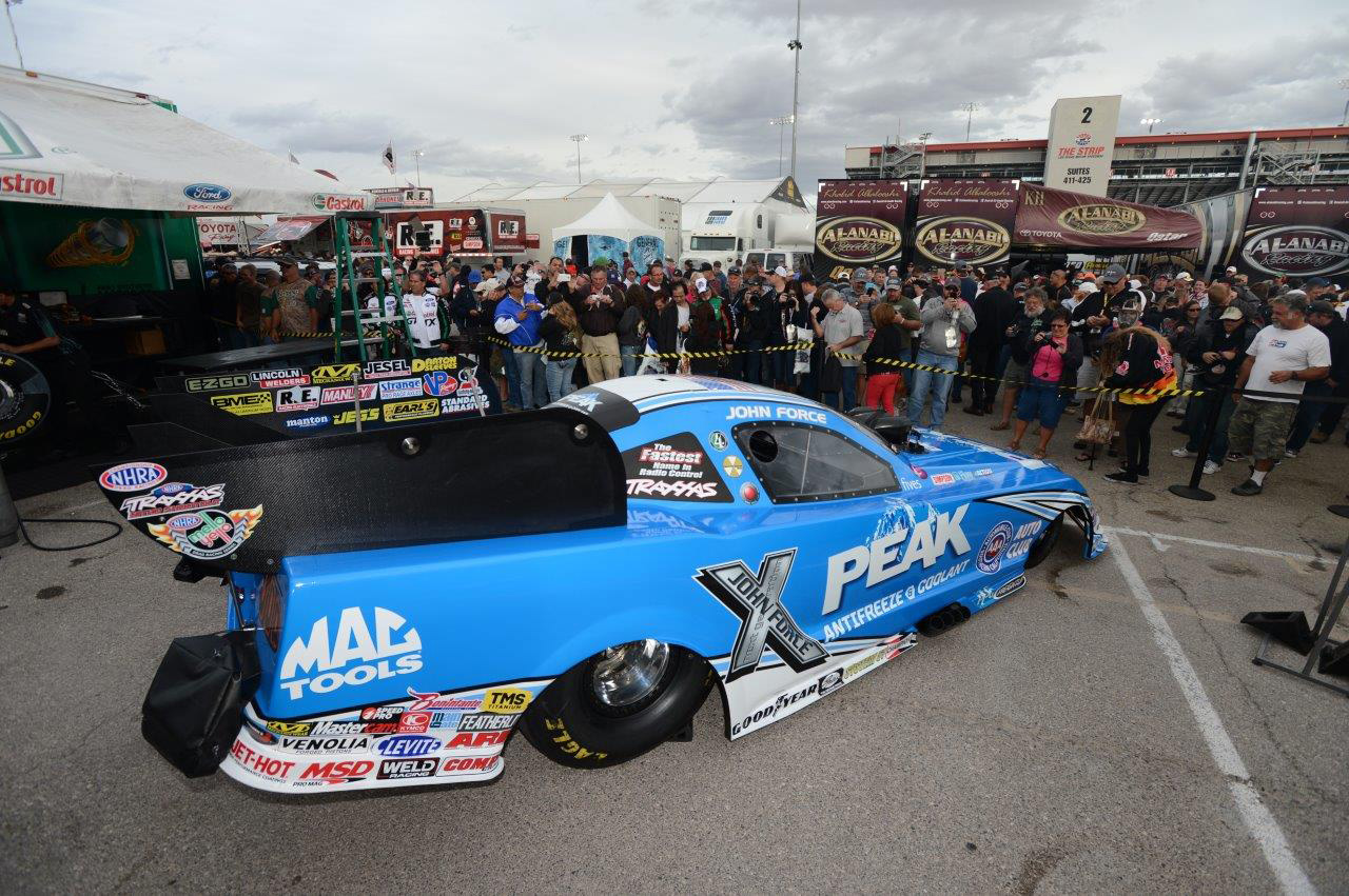 The crowd checks out the new-look Peak Antifreeze and Coolant–sponsored Funny Car