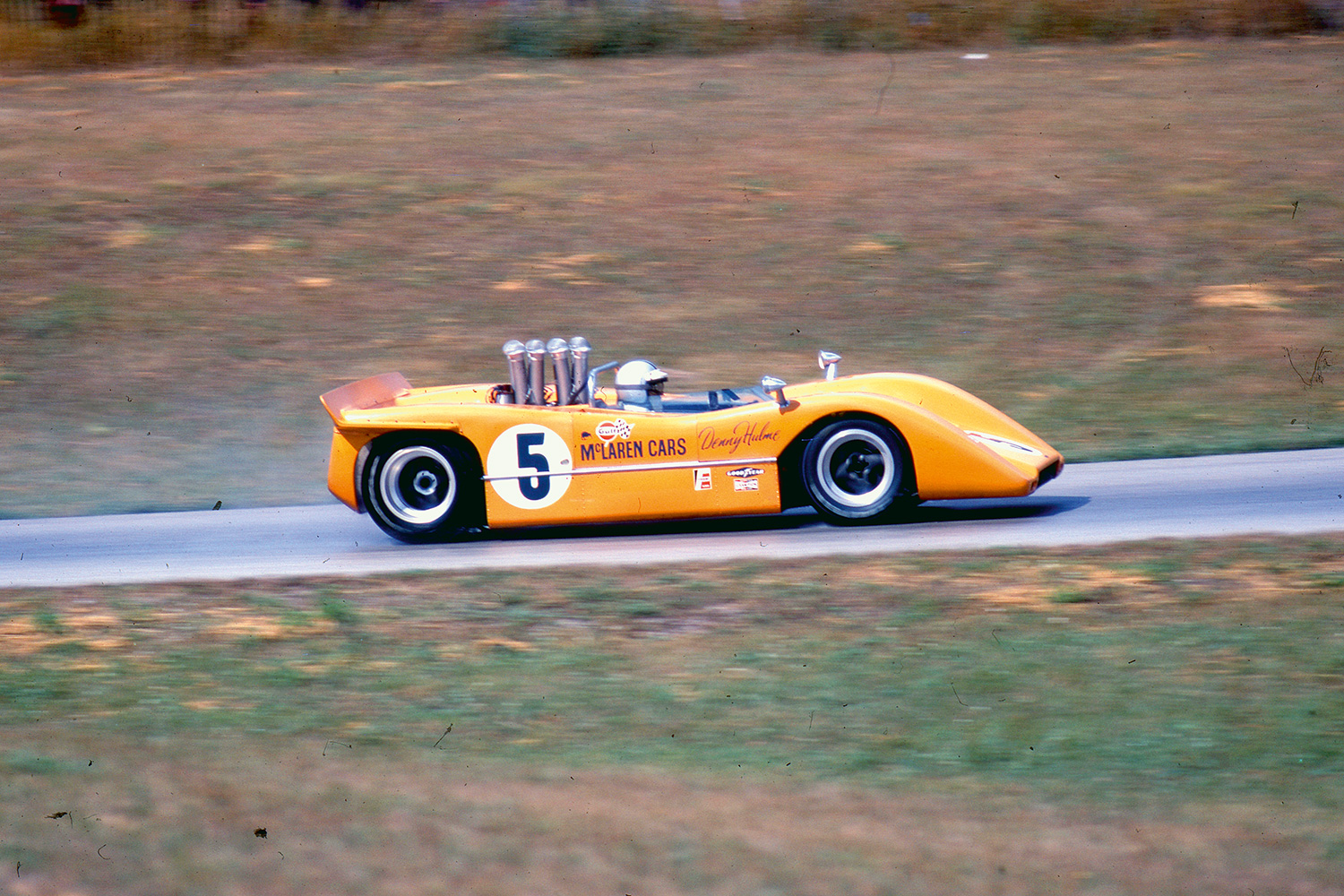 The championship-winning McLaren Can-Am car in action