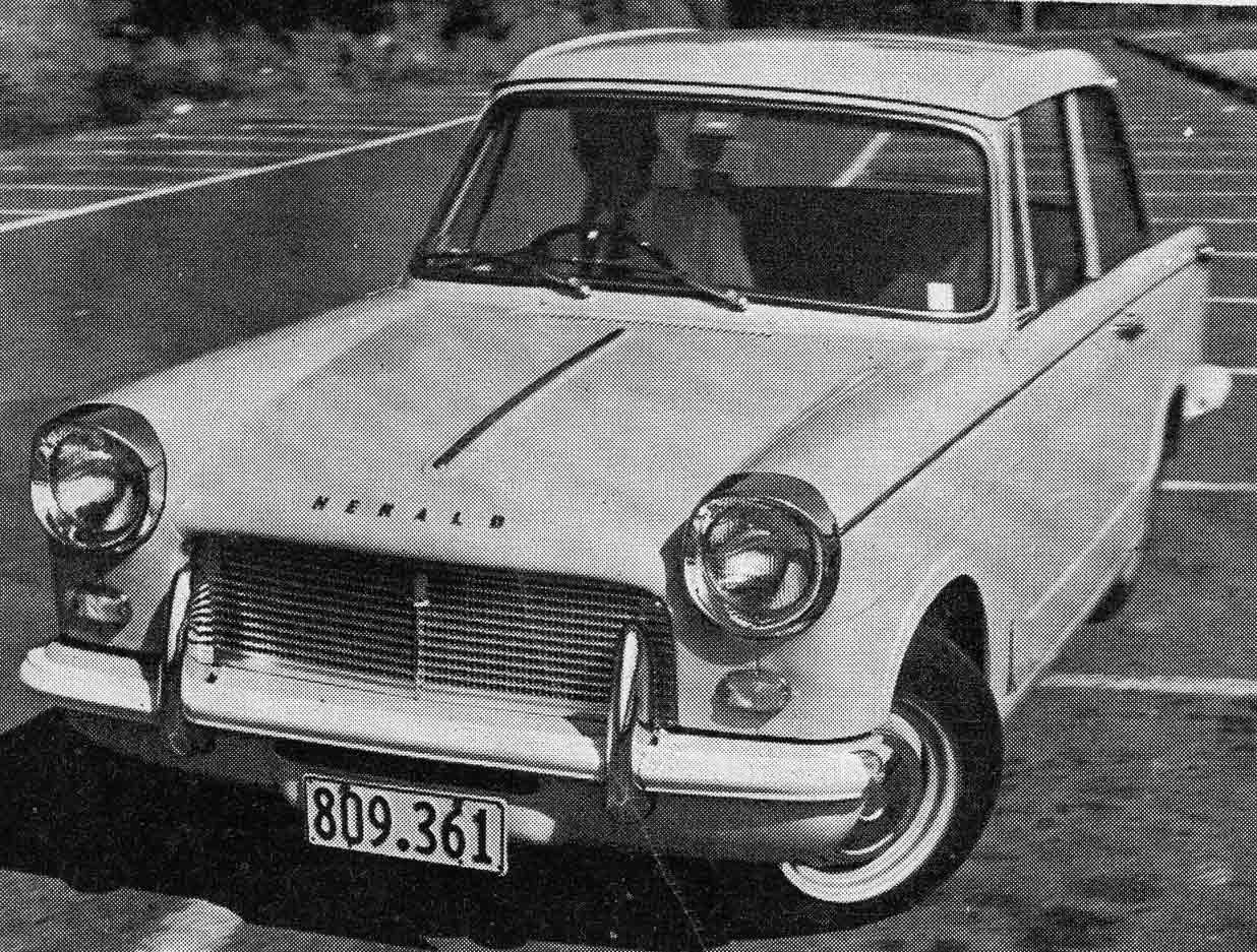 Donn Anderson road testing the Triumph Herald in Auckland in 1964. Note the registration number, indicating it is the same car used in the local distributor’s press advertising (which we also have a picture of below)