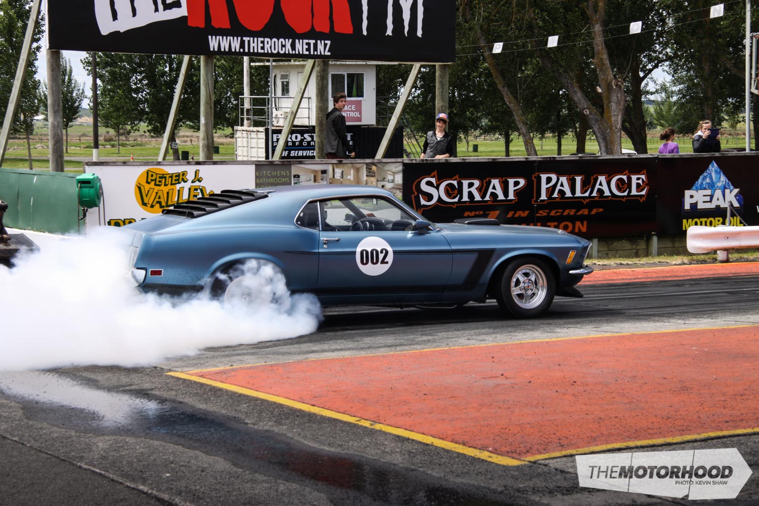   Ray Peterson in a strong sounding Mustang running 11.0’s launching hard on the rev limiter every pass.  