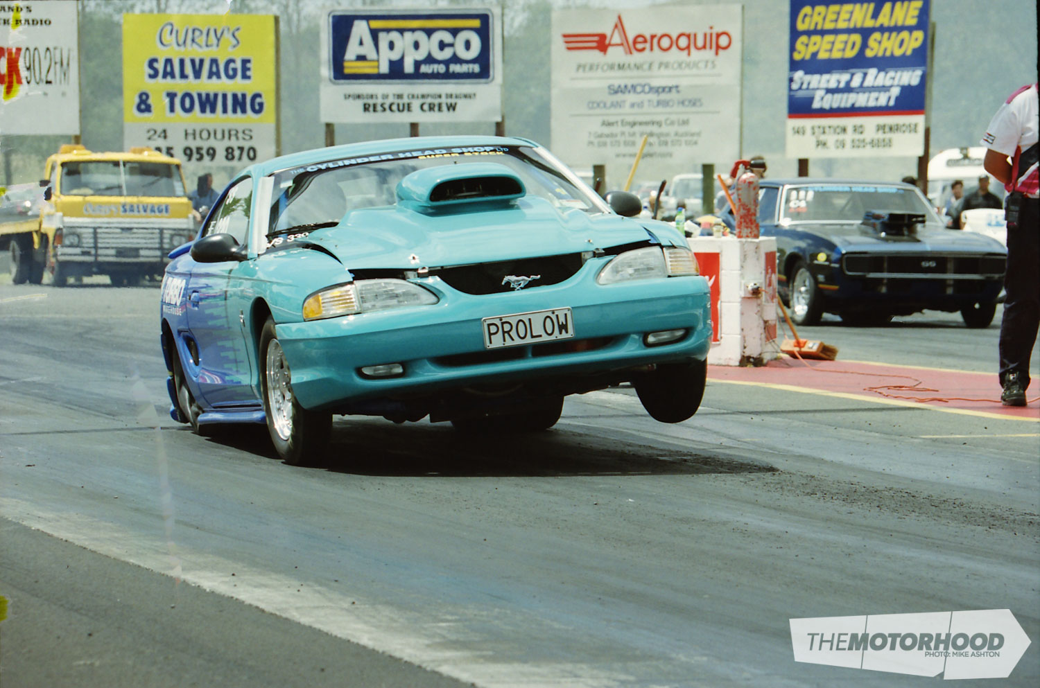 Before the Datsun, the team ruled the roost in Super Stock with this Ford Mustang powered by a 498ci big block Ford, with a best ET of 8.7