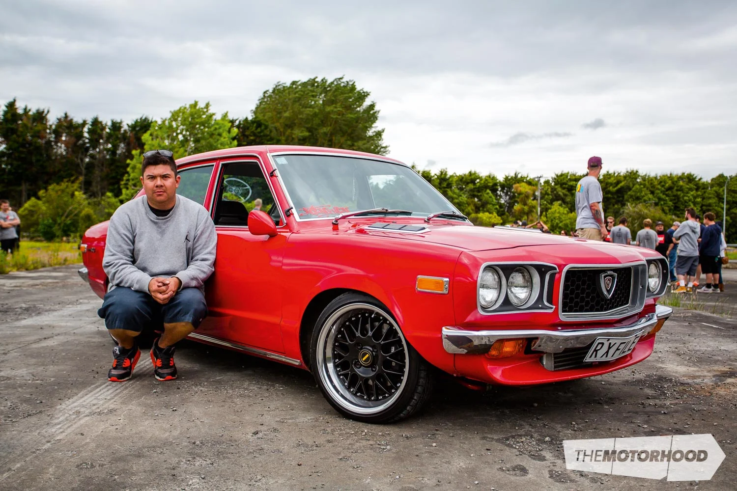 Name: Sam Longley Car: 1973 Mazda RX-3 Specs: 13B turbo Wheels: 16.7-inch/16.8.5-inch Simmon OM15