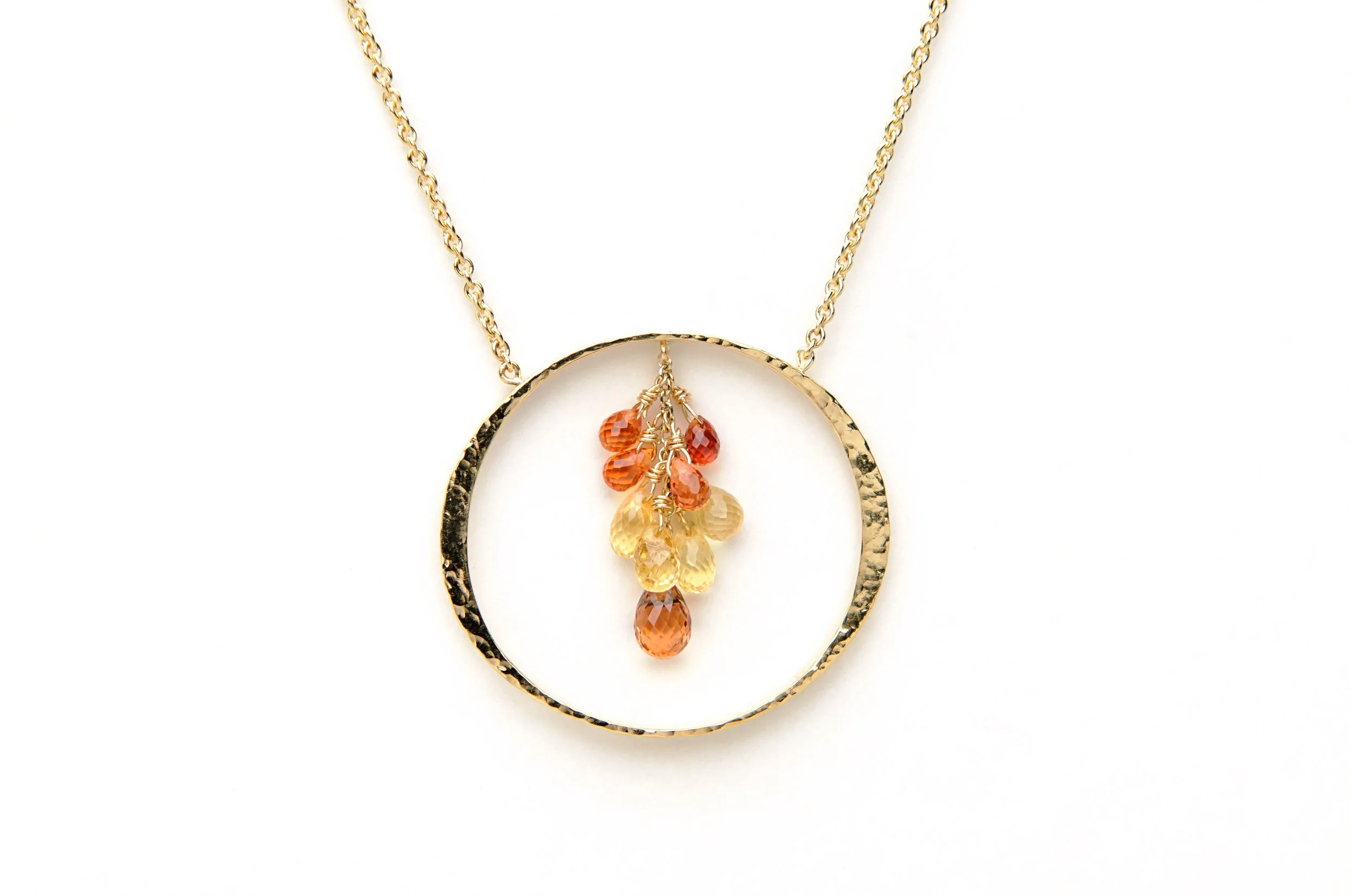 Gold and Sapphire Solitaire Swing Pendant Necklace