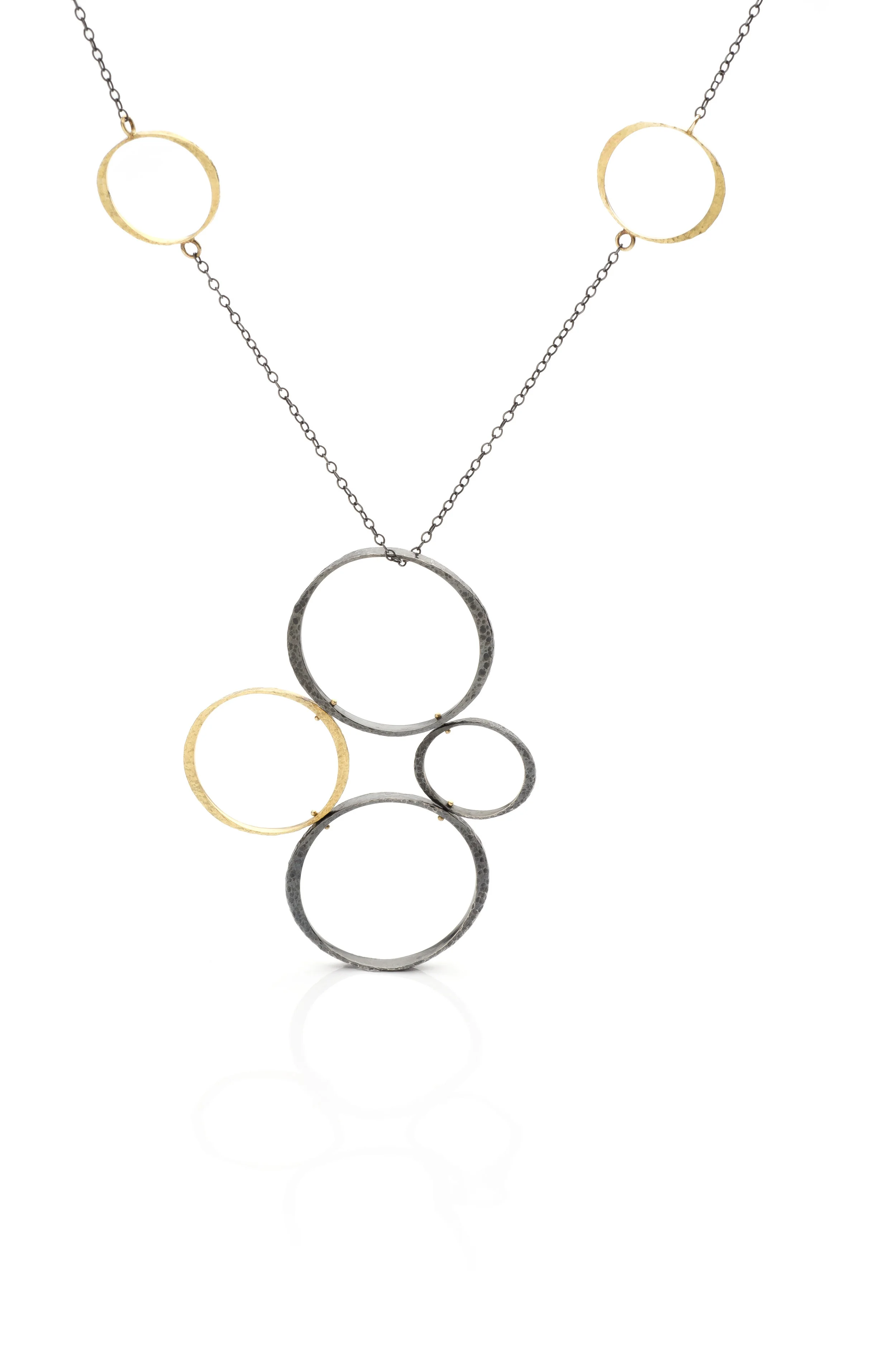 18kt Gold and Patinated Sterling Silver Tetrad Circlet Necklace