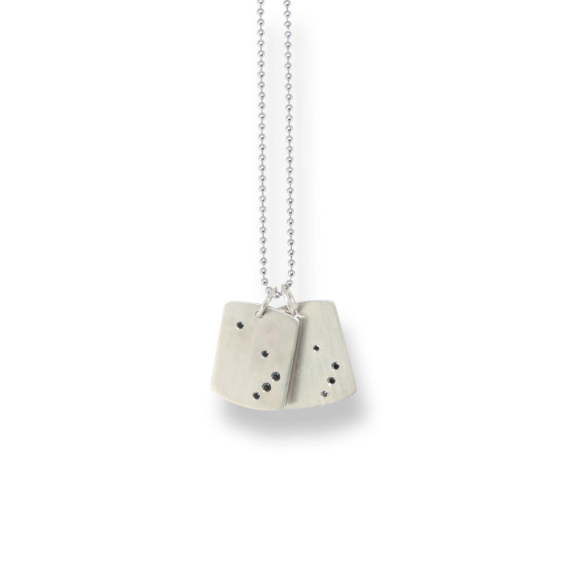 diamond constellation necklace Aries sterling silver black diamonds layerable stackable fine jewelry eatmetal happy birthday pendant bail chain March April gift