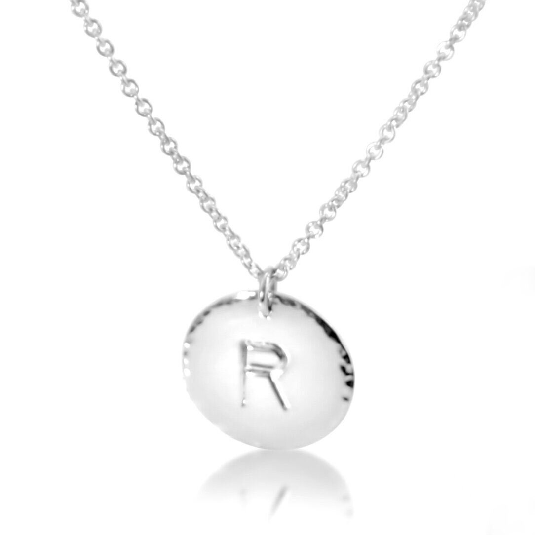 Custom hand-stamped sterling silver charms on a chain necklace EatMetal