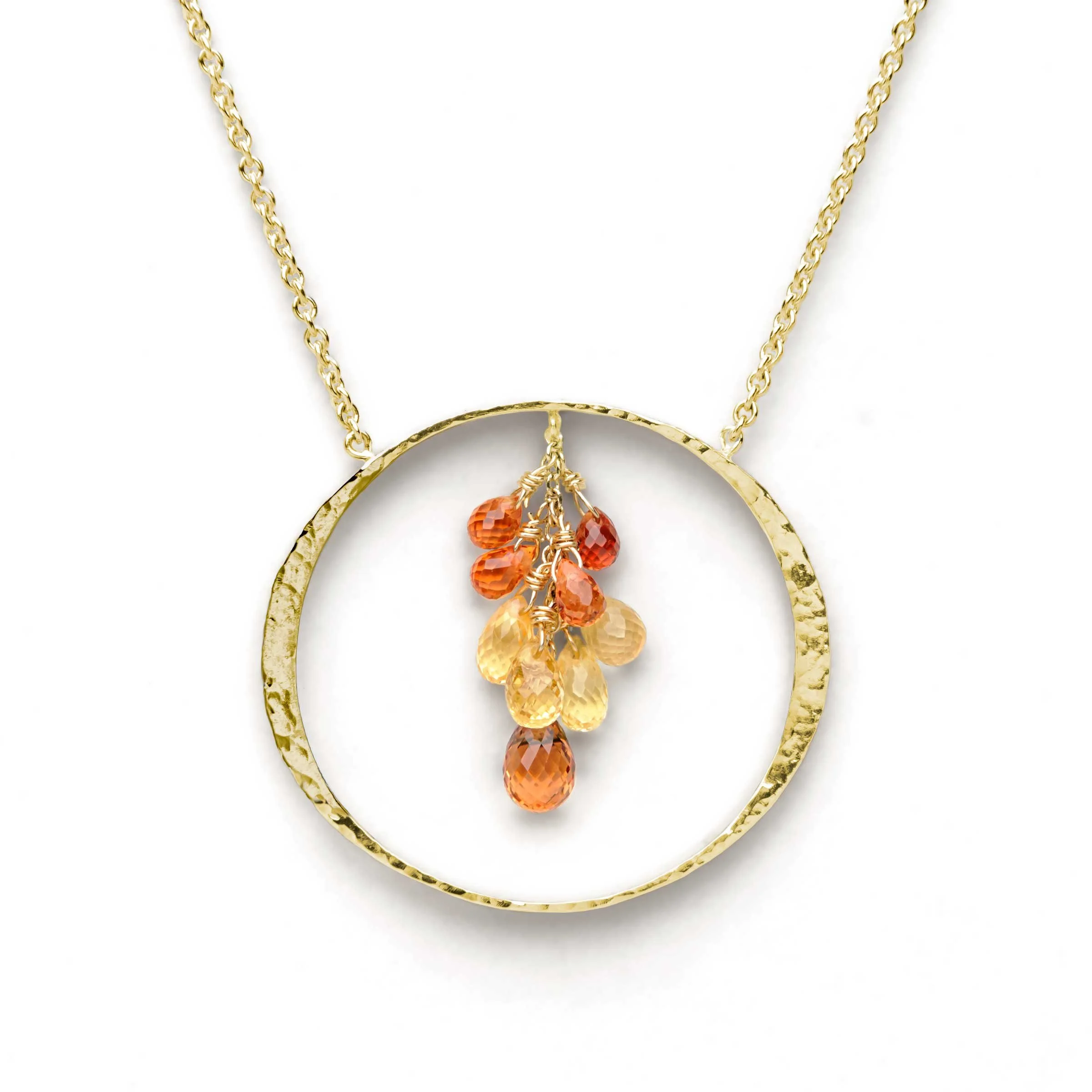 Gold and Sapphire Solitaire Swing Pendant Necklace