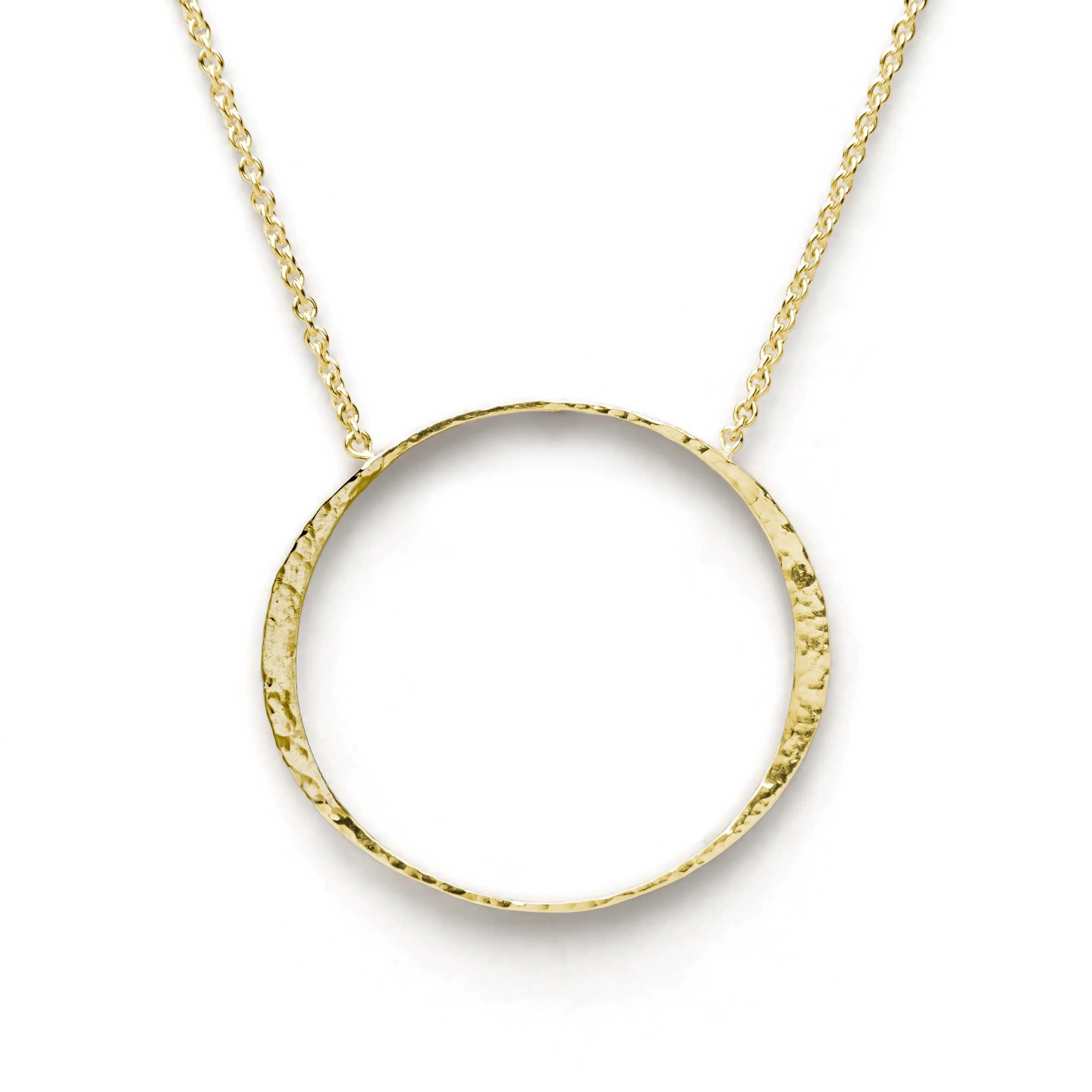 Gold Solitaire Circle Pendant Necklace