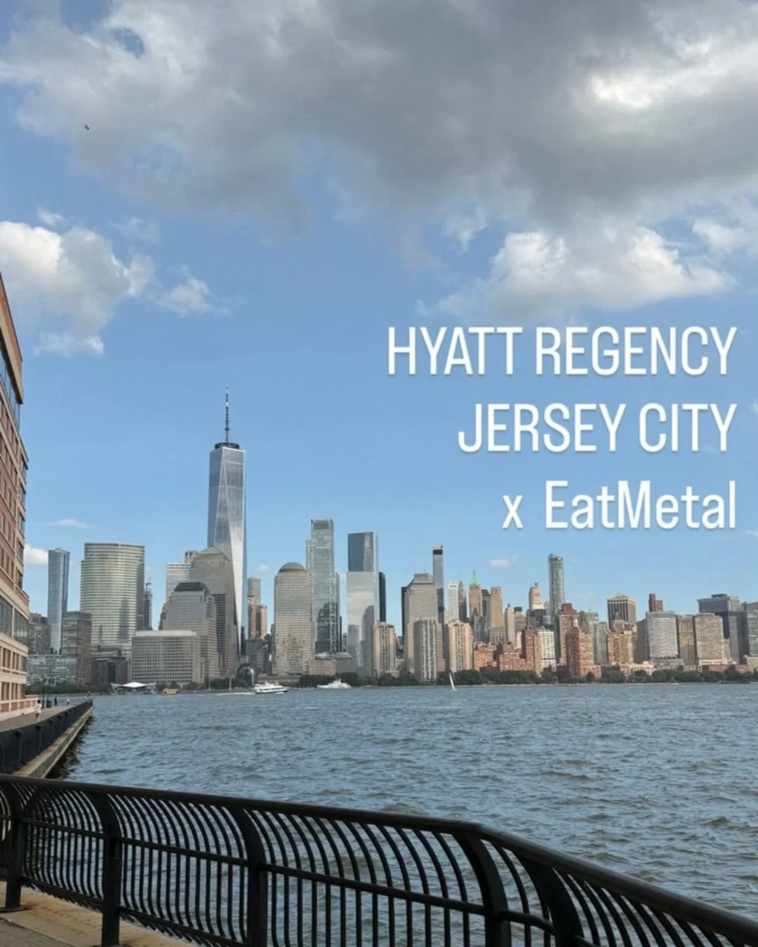 new york skyline with text showing hyatt regency collaboration with eatmetal local handmade