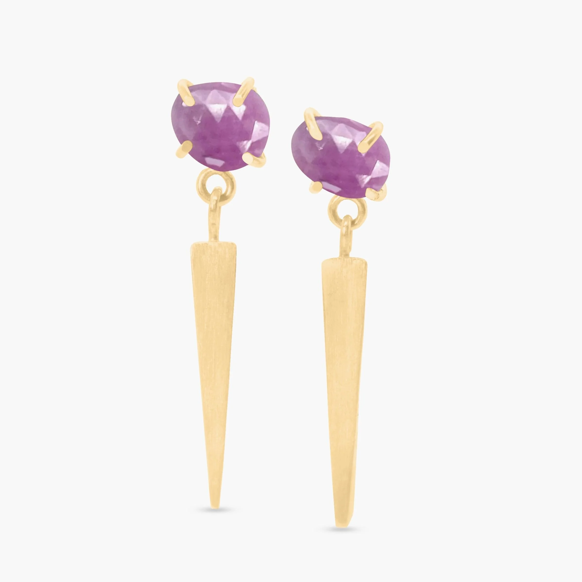 Gemstone Earring with Single Link Bar