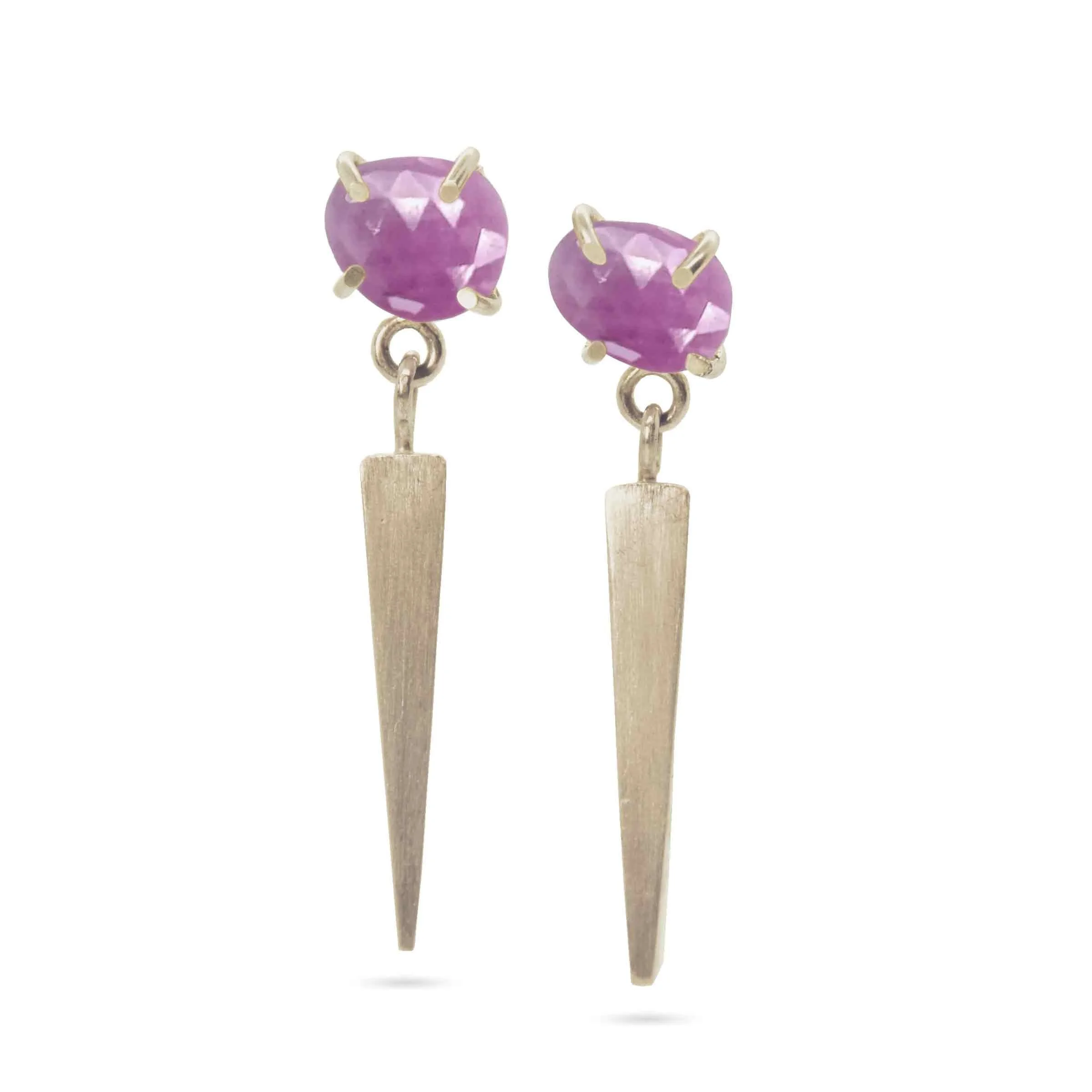 Sterling Silver Walking Fern Geometric Bar Gemstone Dangling Earrings