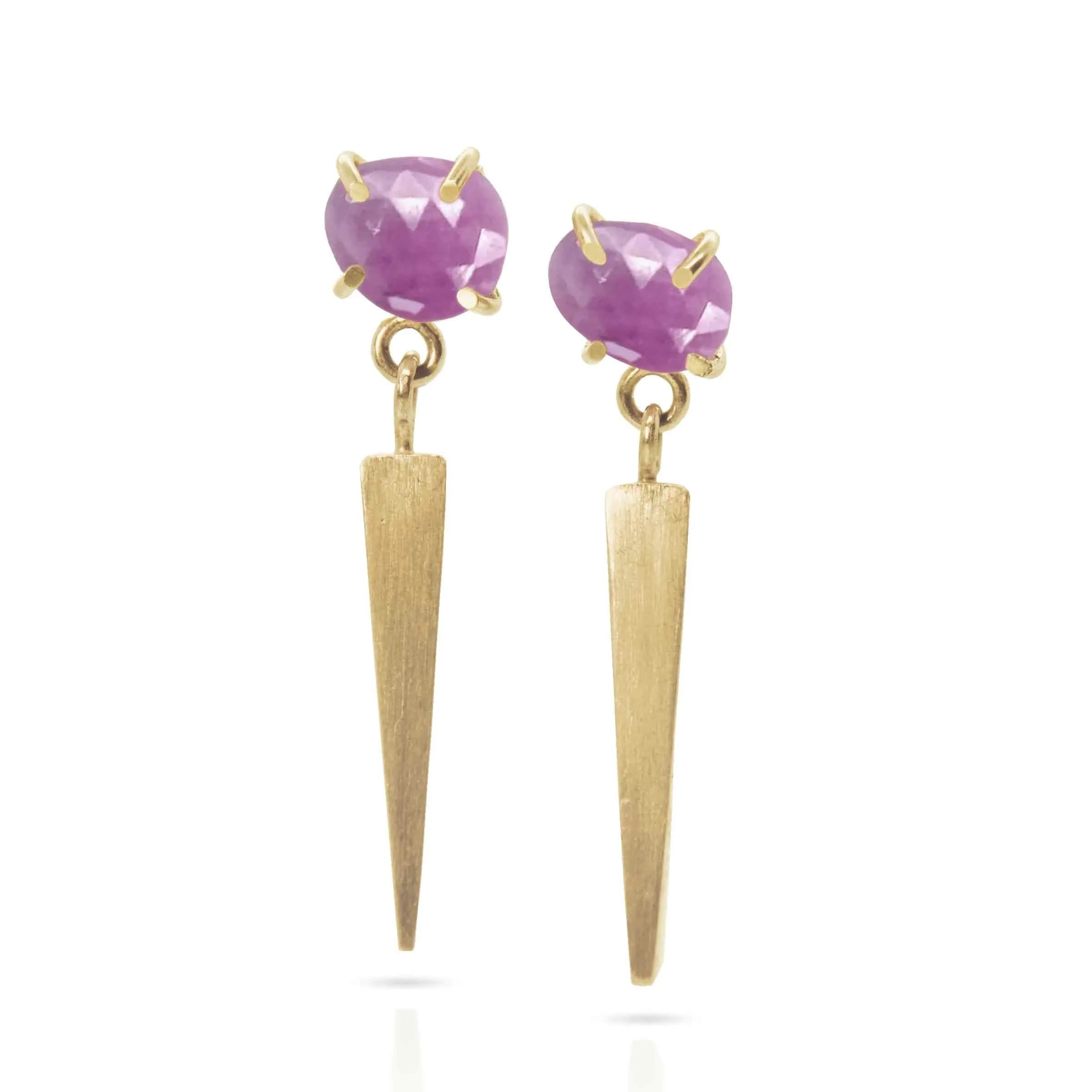 Gemstone Earring with Single Link Bar
