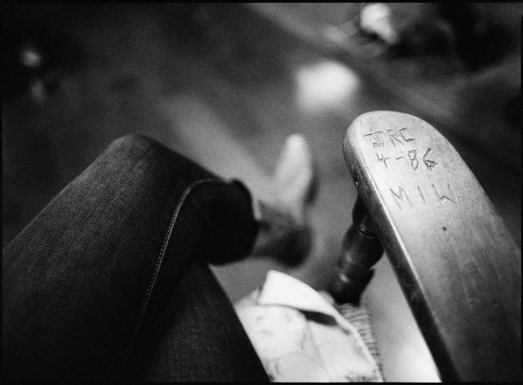 Johnny Cash's rocking chair and initials, LP's boot