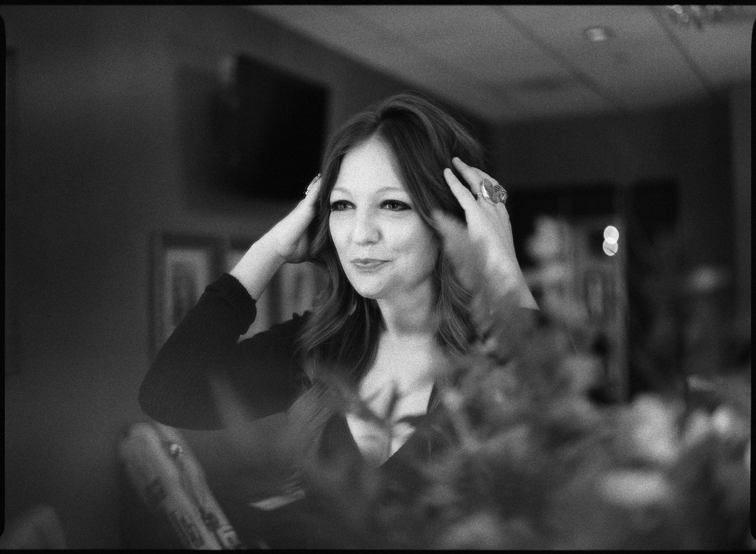 Kelsey Waldon getting ready in her dressing room backstage at the Opry