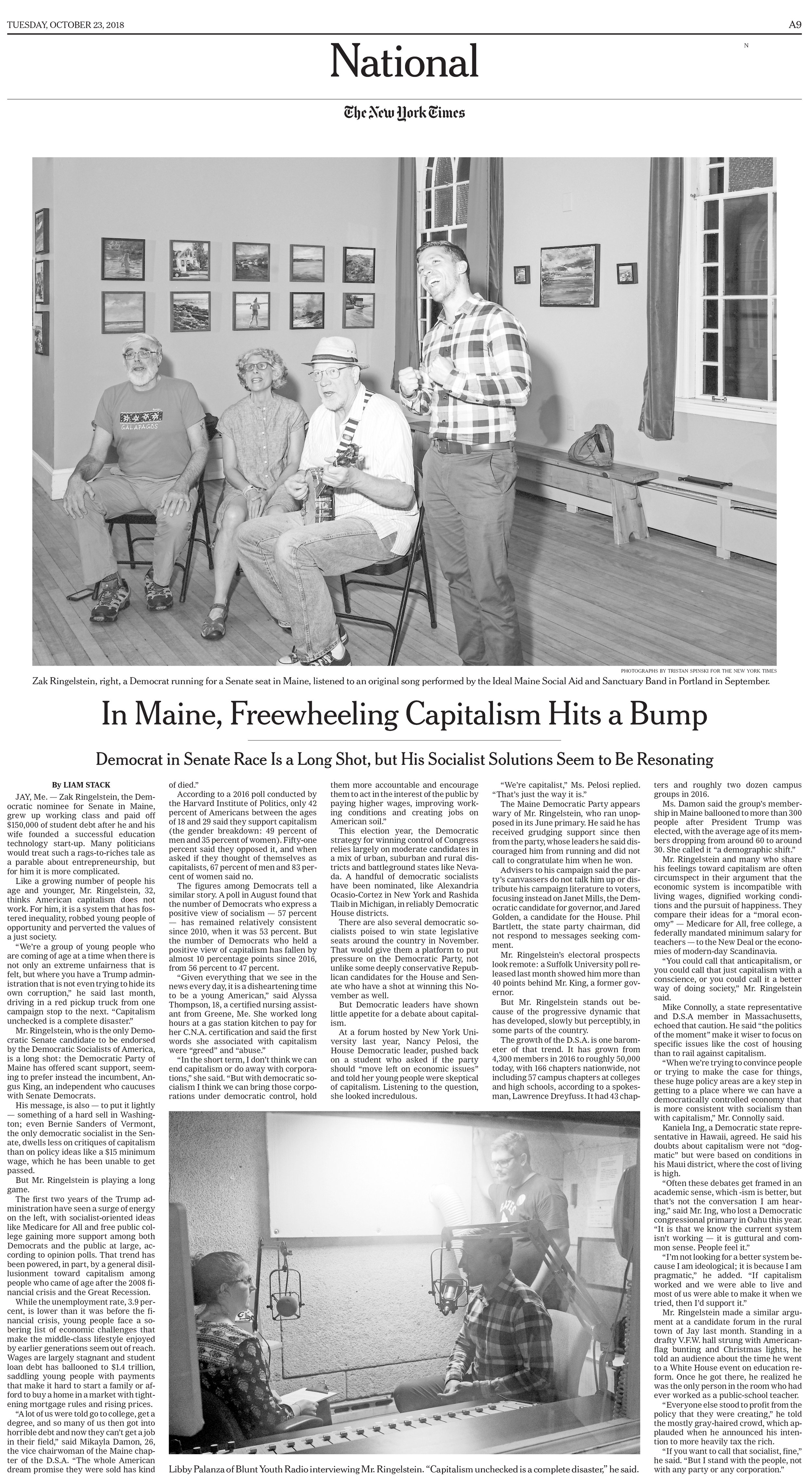   “In Maine, Freewheeling Capitalism Hits a Bump.”    Photos:  Tristan Spinski  Role :  Assignment, final select 