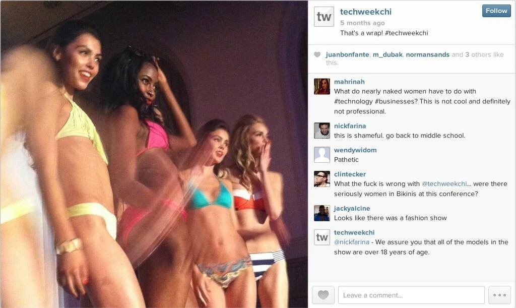 This photo had been deleted from Instagram and the Techweek website since the publication of the article below.