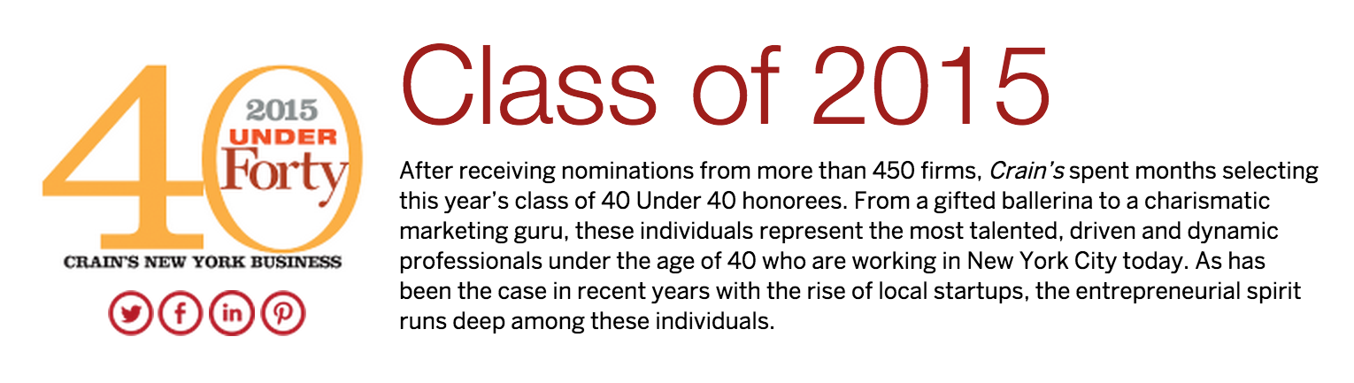 Hall of Fame | Crain's New York Business Class of 2015 40 Under 40 List