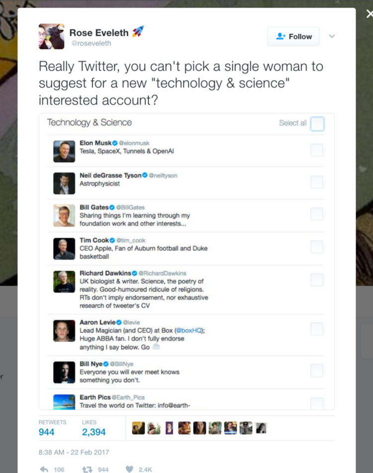 Action Alert | Ask Twitter Why It Doesn't List Women In Technology & Science?