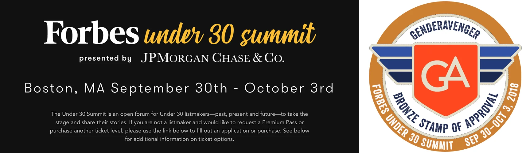 Forbes Under 30 Summit GA Bronze Stamp of Approval