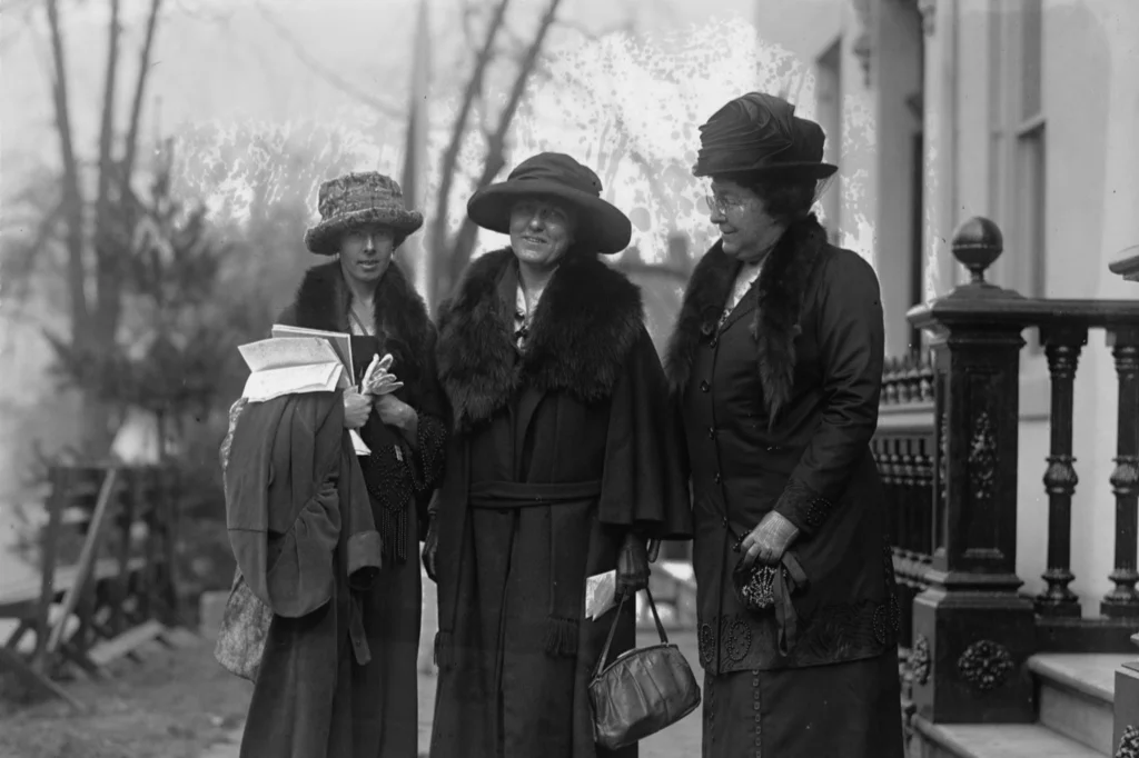 Katherine Morey, Elsie Hill, and Mrs. Wm. H. Blauvelt at a Woman’s Party equal rights conference on 11 November 1922.