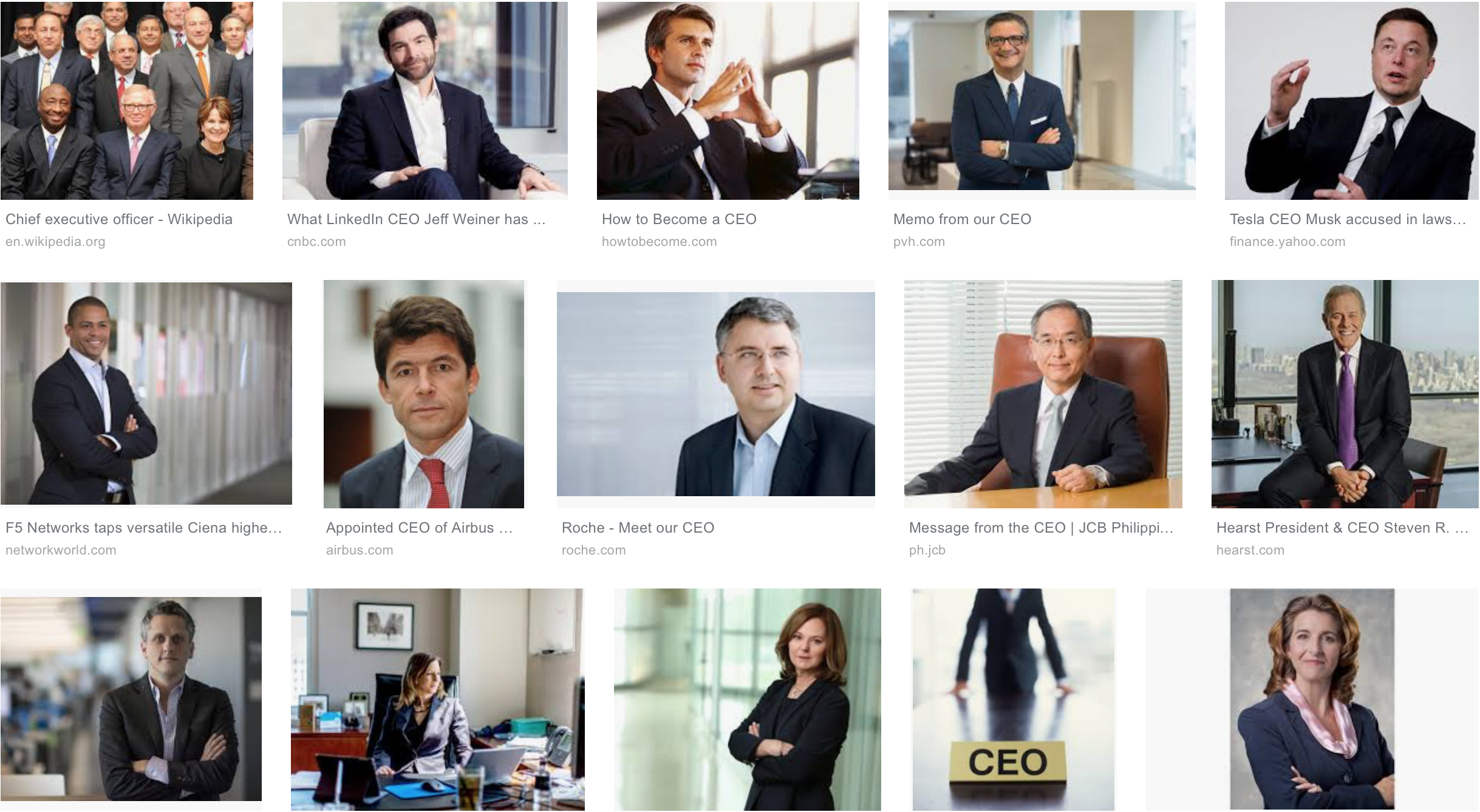 the top results of a Google image search for “CEO”
