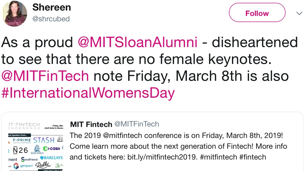 Action Alert | MIT Fintech Conference Acts Like Women Are Only a Minor Part of Its Future