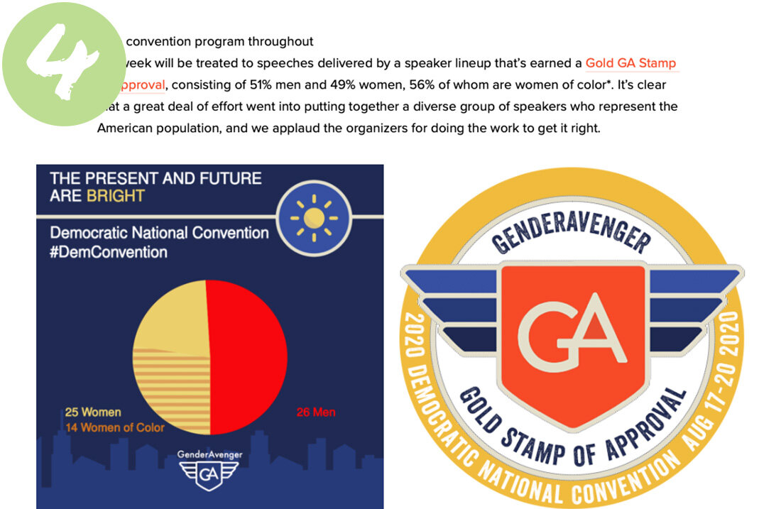 Democratic National Convention Earns GenderAvenger's Gold Stamp of Approval