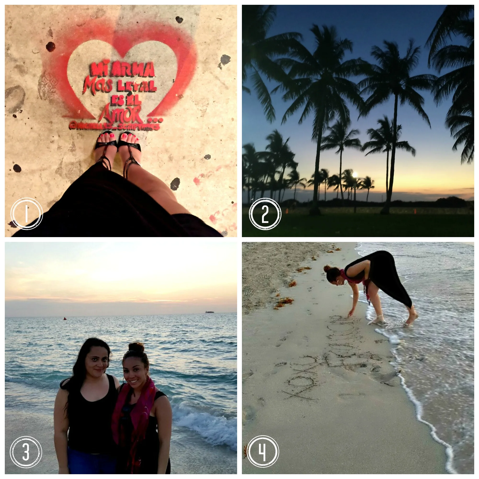 1. I fell in love with the Wynwood Art District. Different quotes were written all over the sidewalks. 2. Watching the sunrise was probably my favorite part of the trip. 3. Especially since it was done with this girl. <3 4. As always, xoxoFrancheska. 