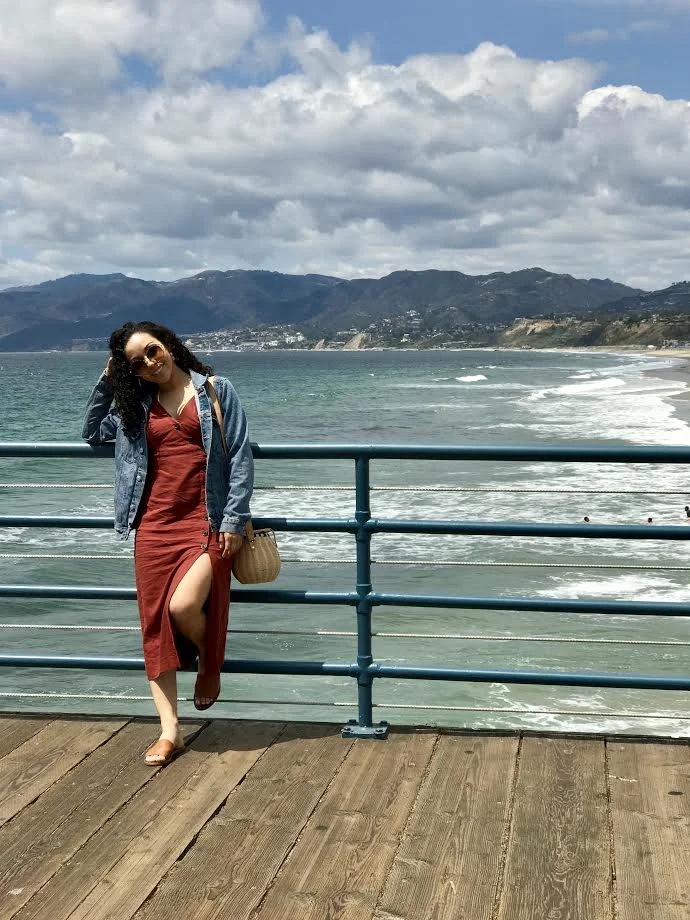 Urban Outfitters Button-Down Linen Midi Dress | H&M Oversized Denim Jacket | Zara Raffia Bag (old; similar here ) | Steve Madden Slides via TJMaxx ( similar here )