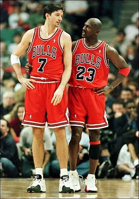 MJ & Toni Kukoc, who won 3 championships as a Sixth Man for the Chicago Bulls and even the Sixth Man of the Year Award for 1995-96.
