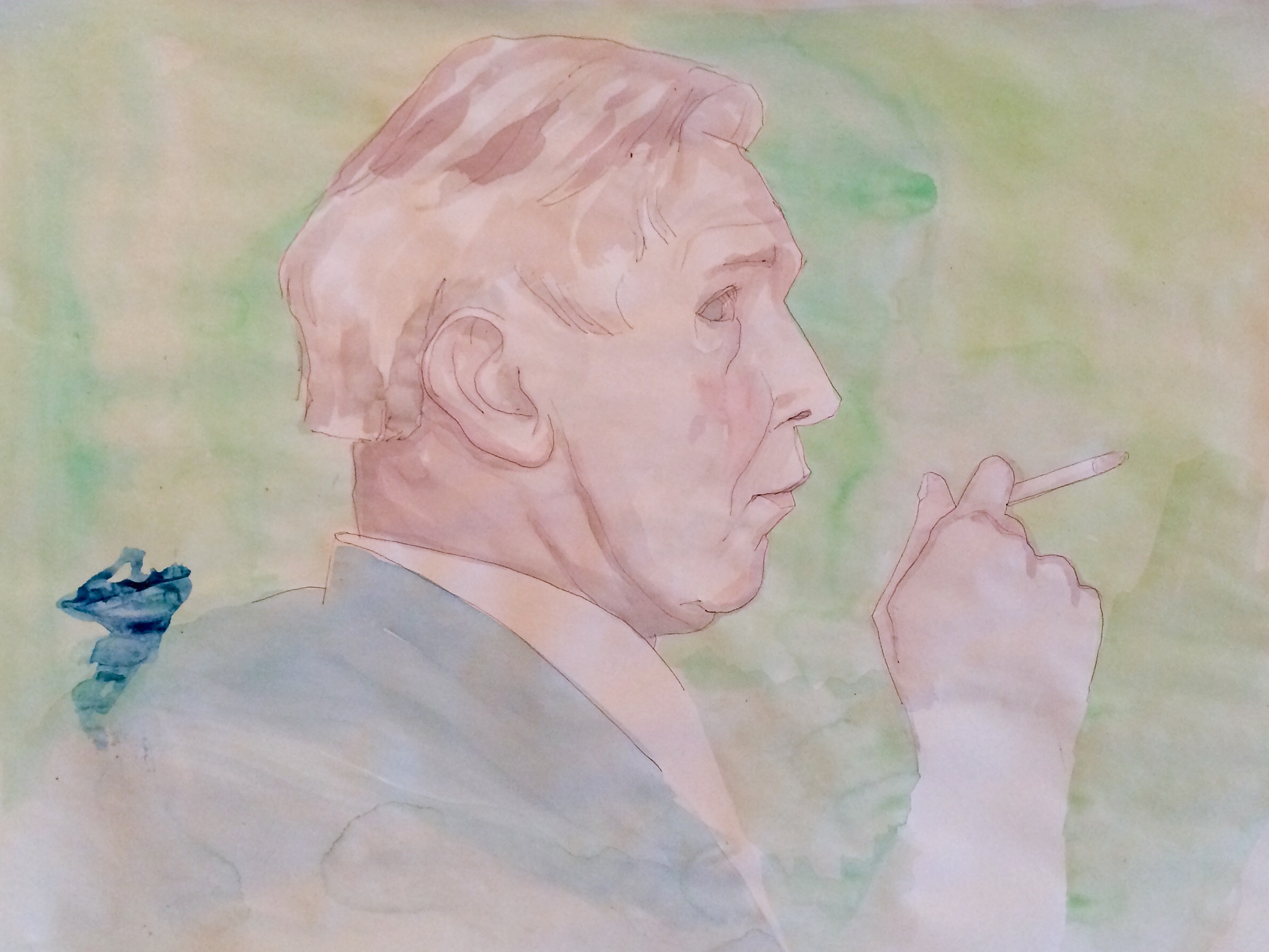  John Cheever   gouache on paper  18 x 24 inches, 2015 
