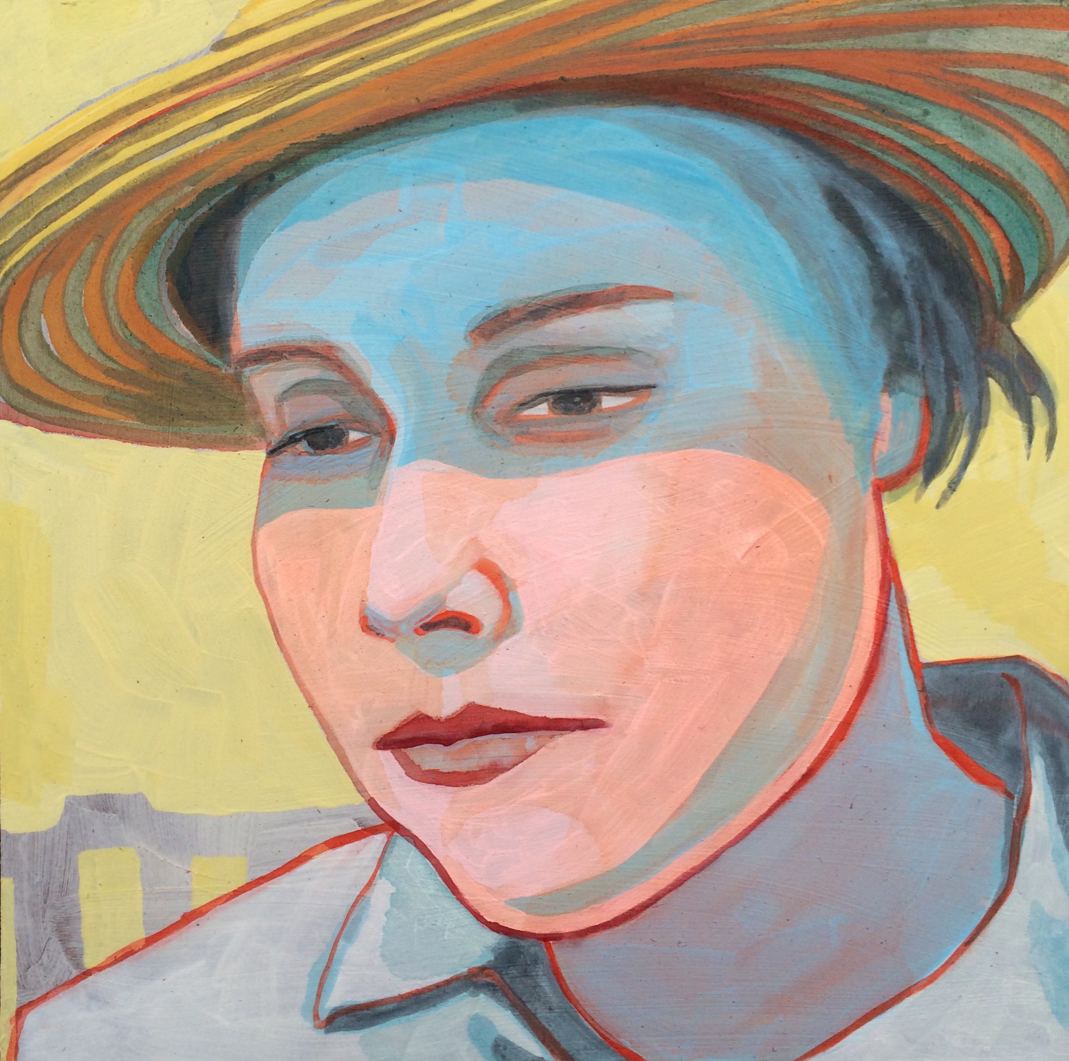   Elizabeth Bishop   acrylic and gouache on panel  8 x 8 inches, 2015 