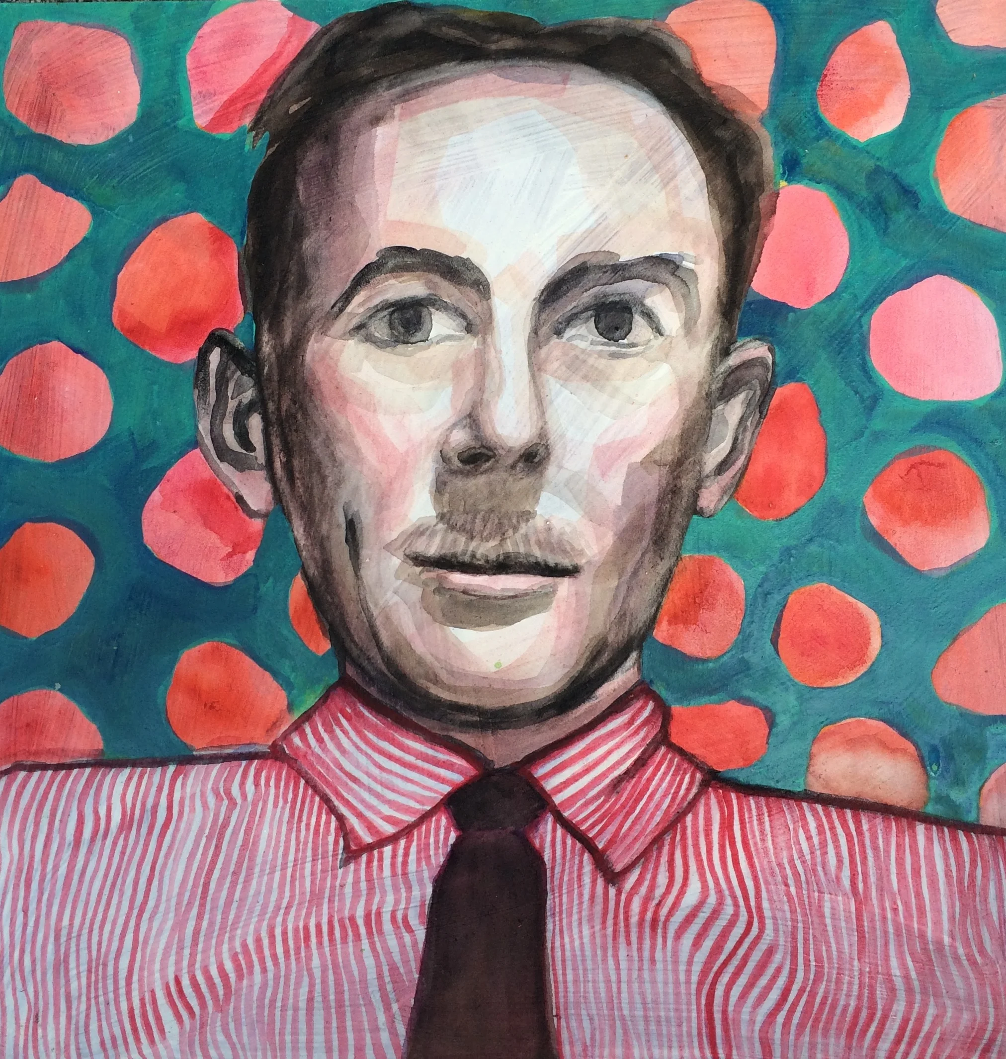 E.B. WHITE acrylic and watercolor on masonite, 8 x 8", 2015