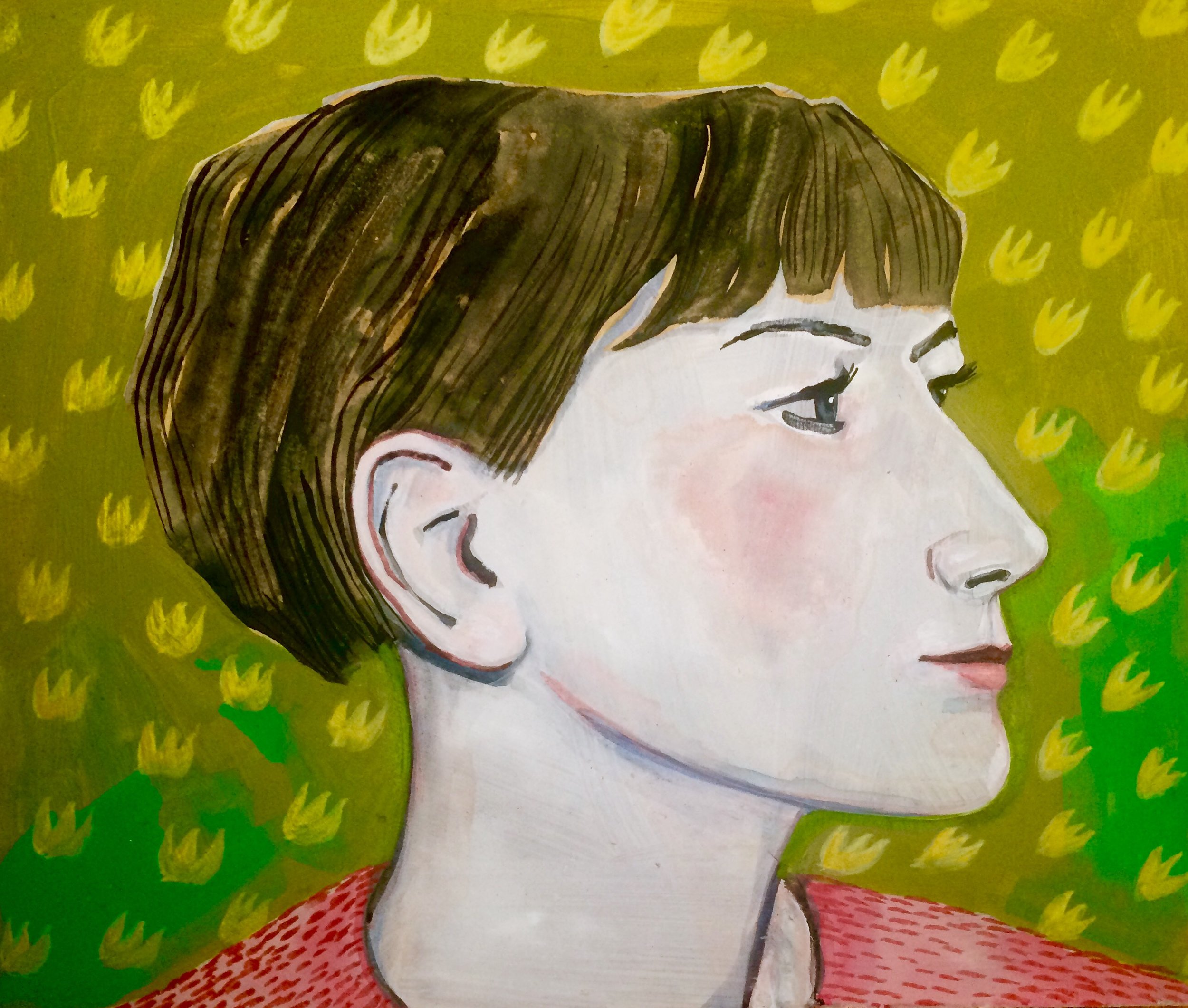   Dorothy Parker   acrylic and watercolor on masonite  8 x 9 inches, 2015 