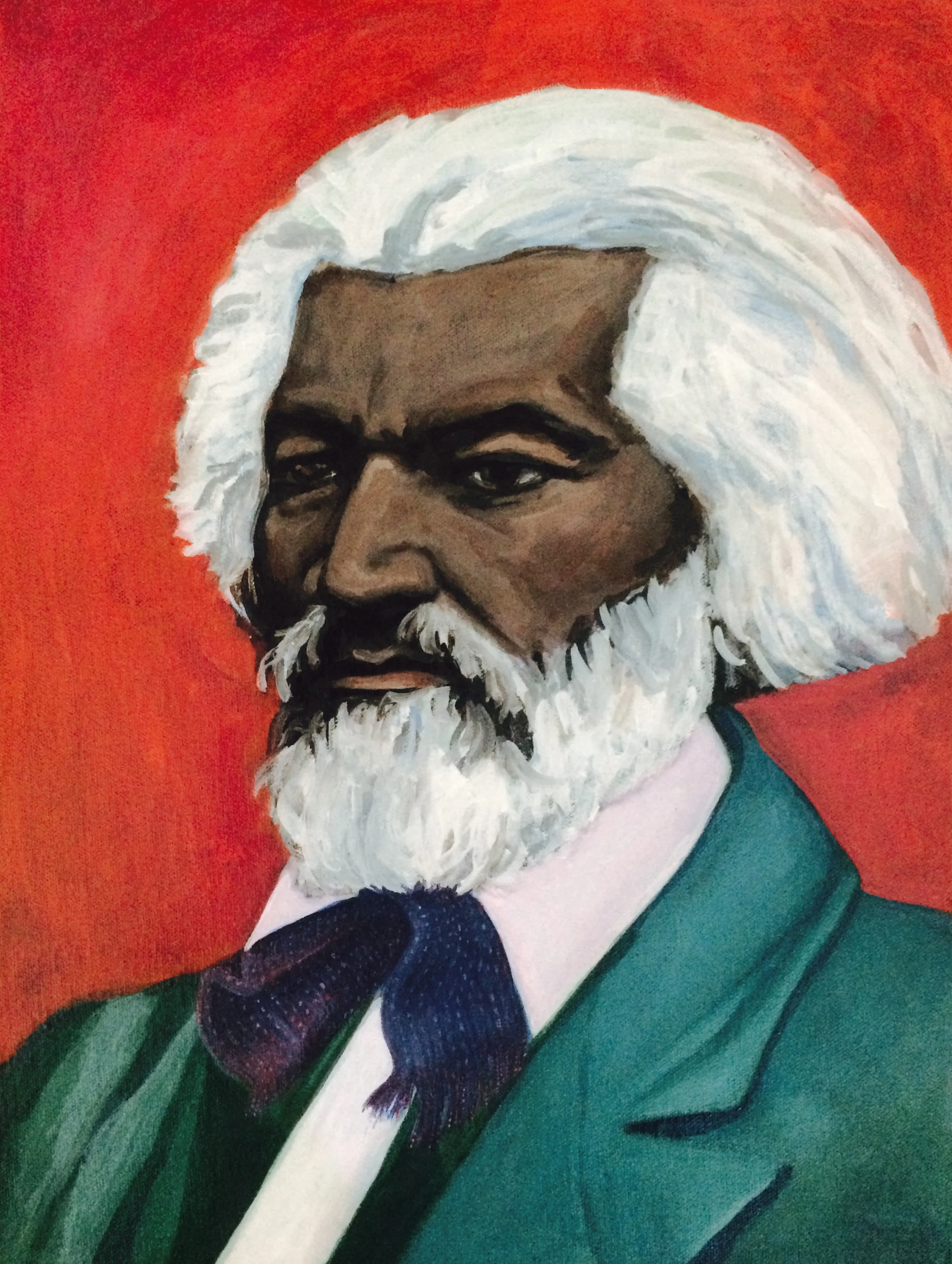 FREDERICK DOUGLASS acrylic, gouache, watercolor on canvas panel, 12 x 16", 2016