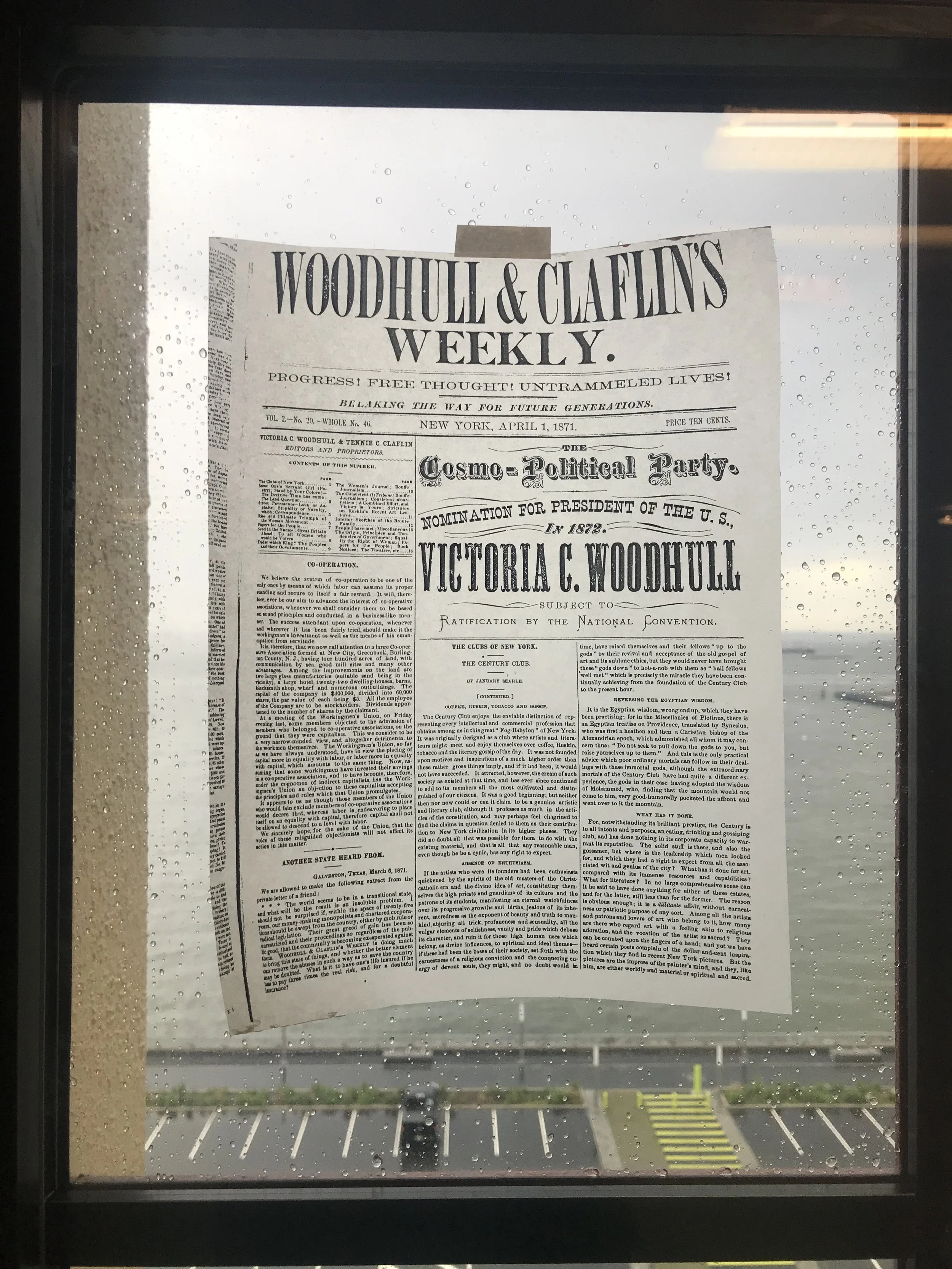 MOTHER MOLDS (Victoria Woodhull Announces Her Candidacy for the U.S. Presidency in 1872), tracing paper, ink, 2019
