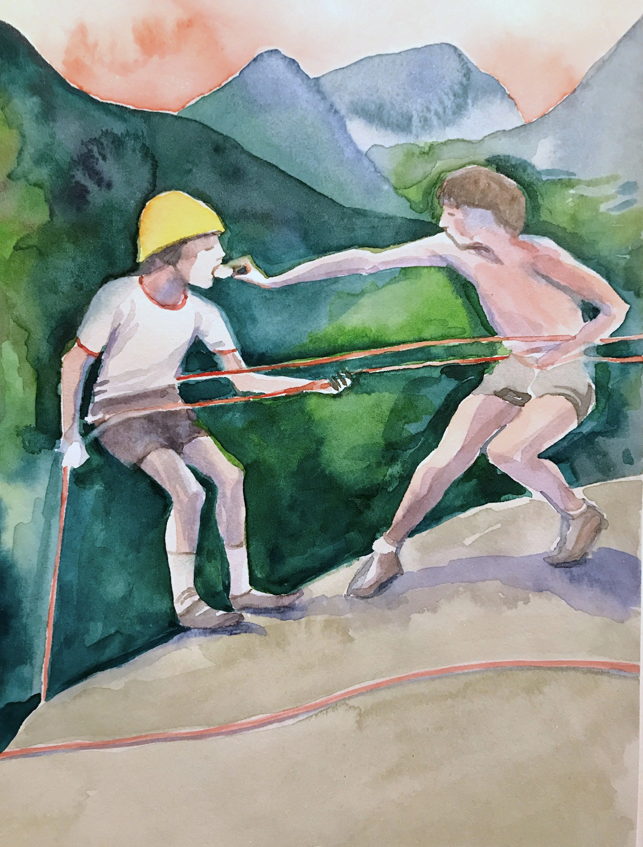 Climbers  watercolor on paper, 10 x 7 inches, 2020 