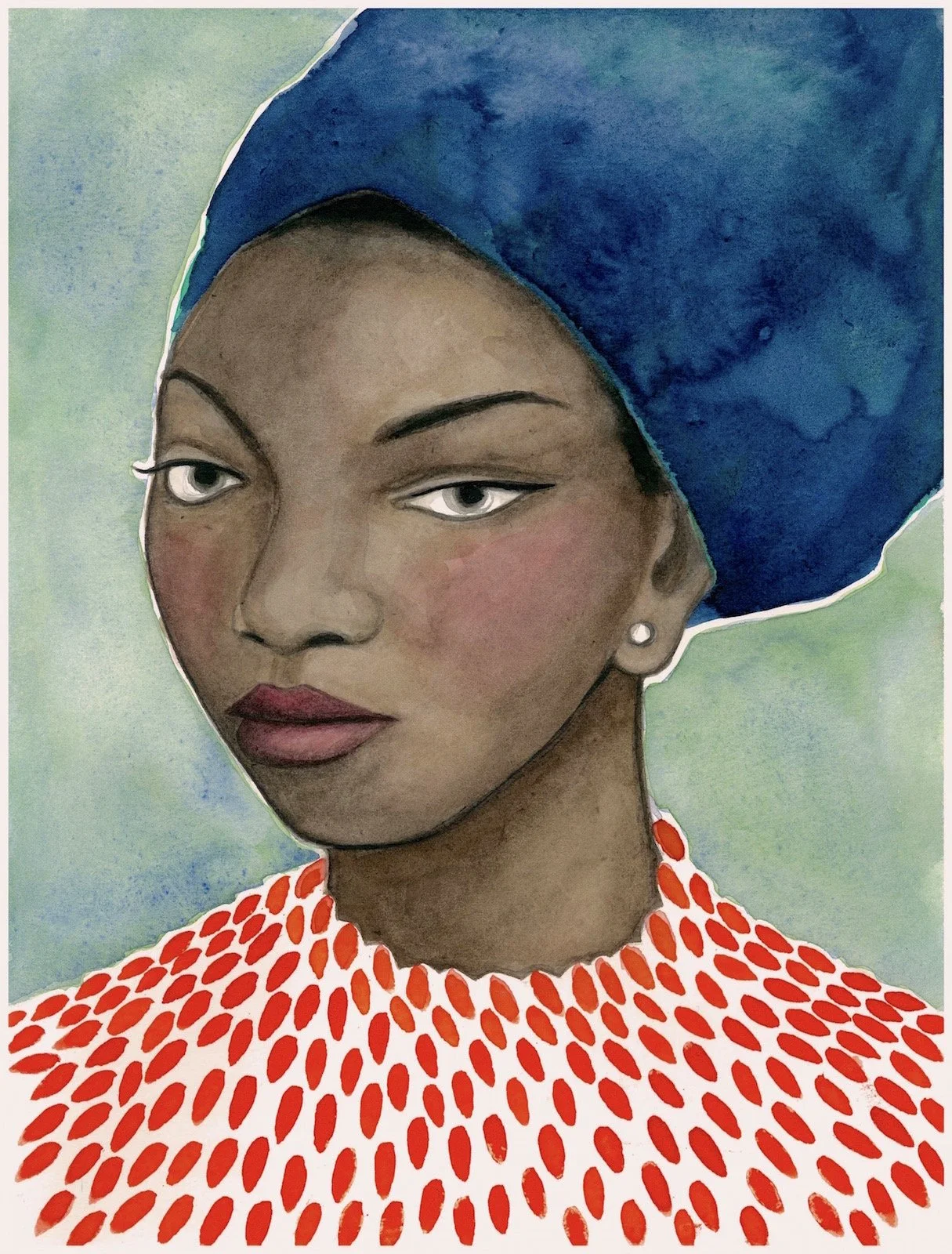 Nina Simone watercolor on paper, 12 x 9 inches, 2017