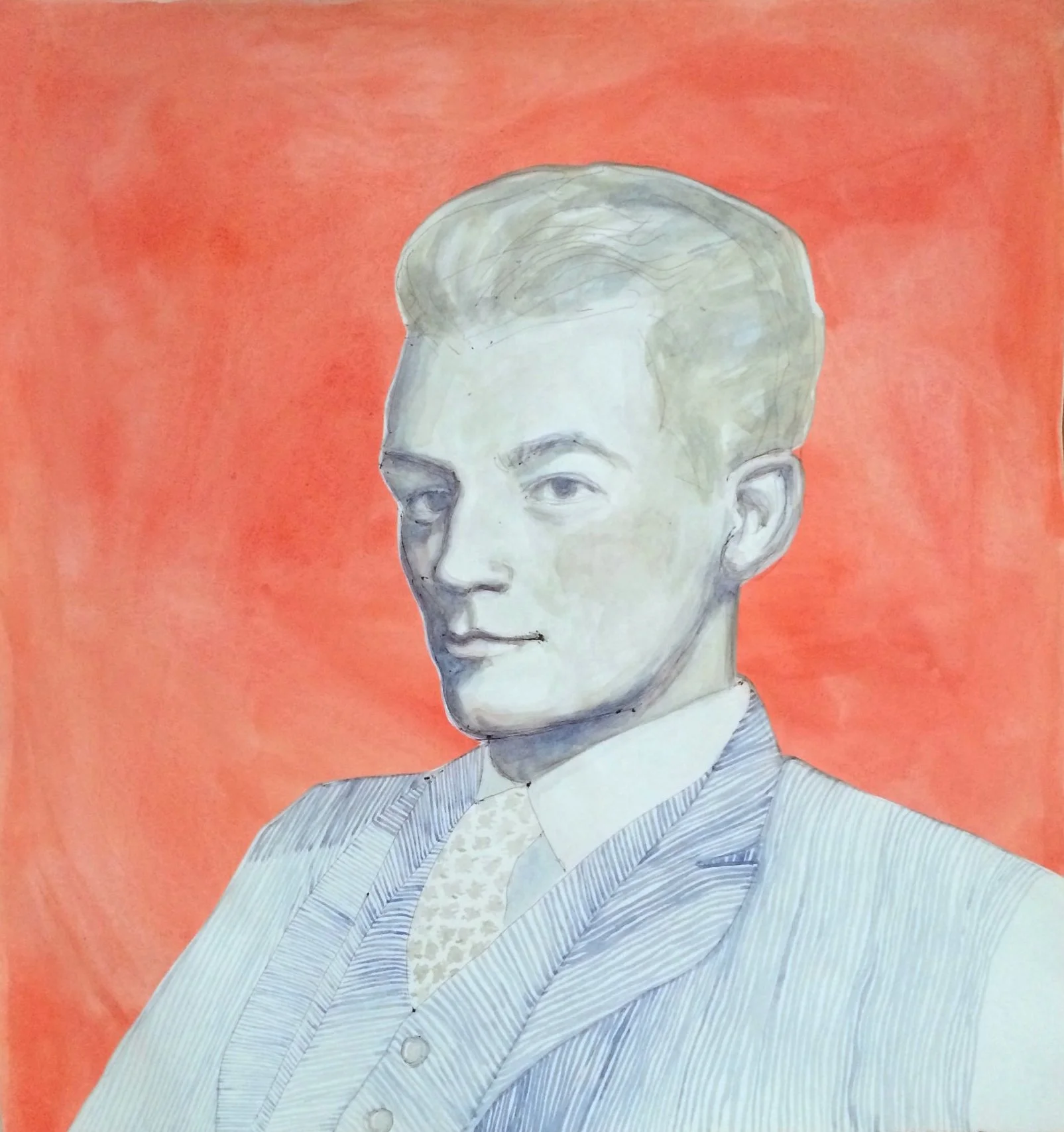 Wallace Stegner watercolor and ink on paper 24 x 24 inches, 2015