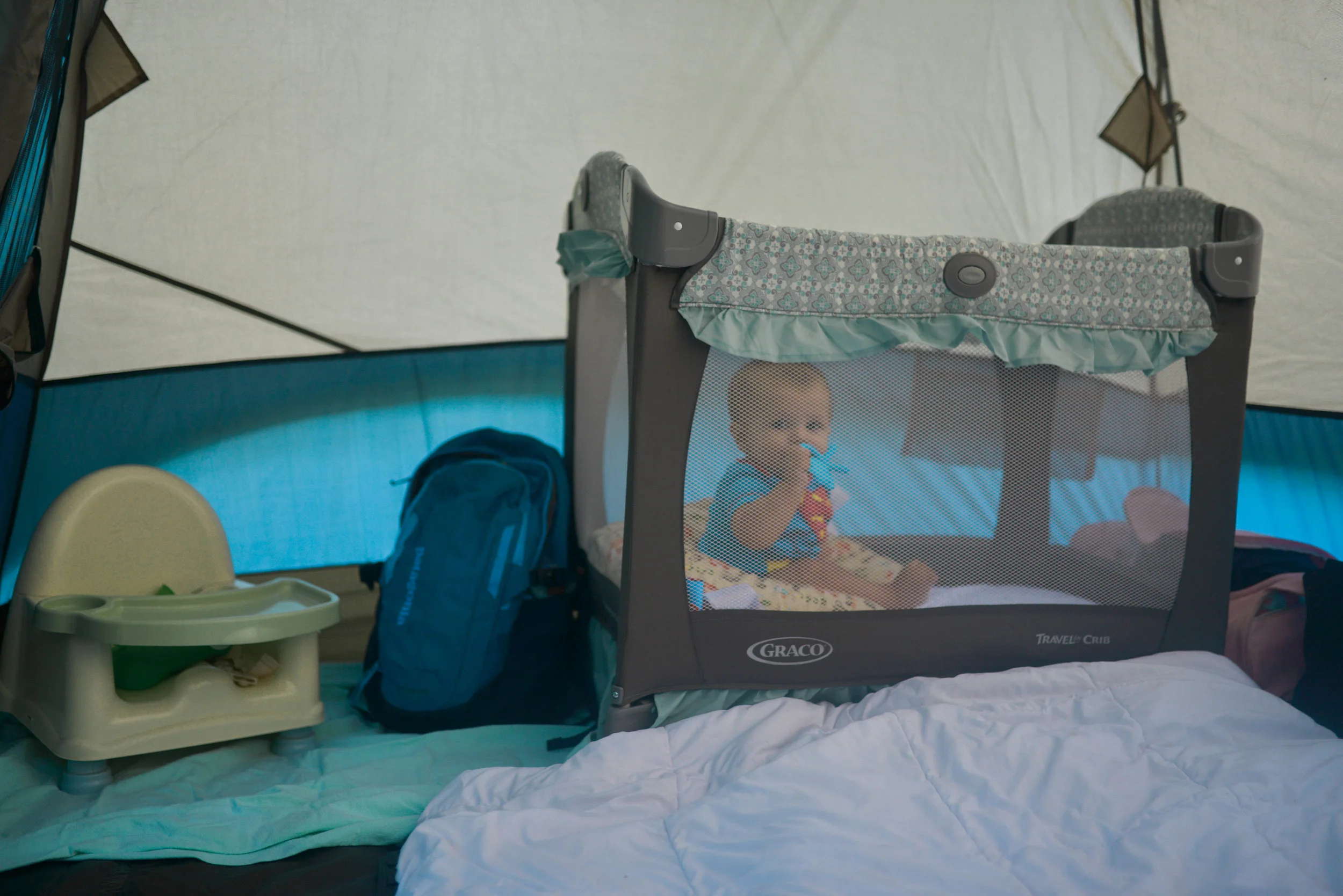 Baby side of the tent- including baby!