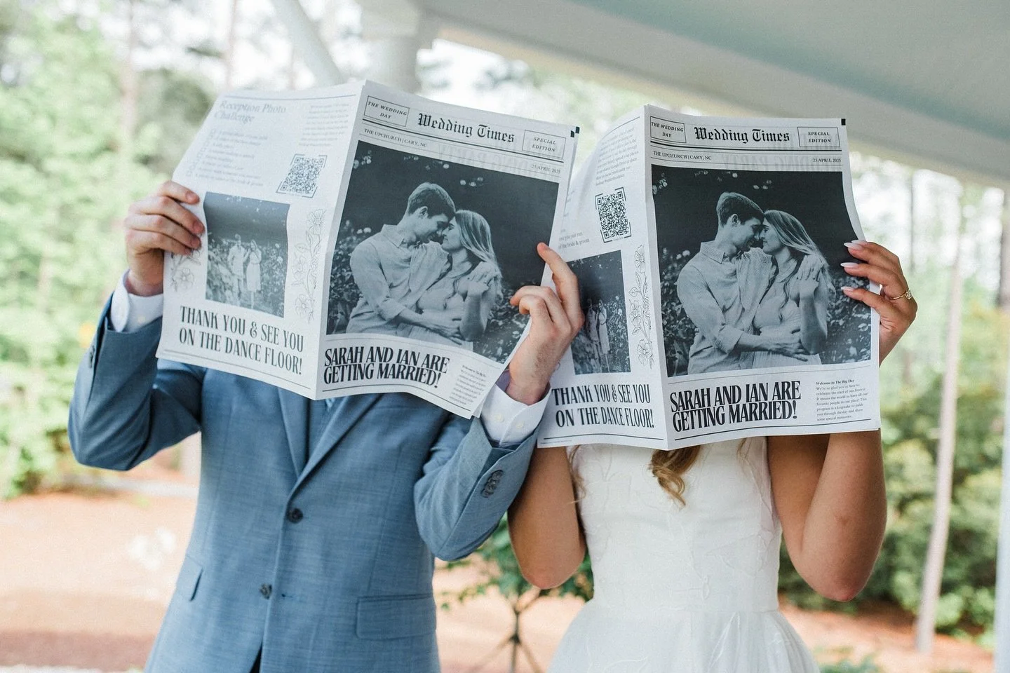 A wedding day newspaper is my new favorite thing 📰🖤🤍
