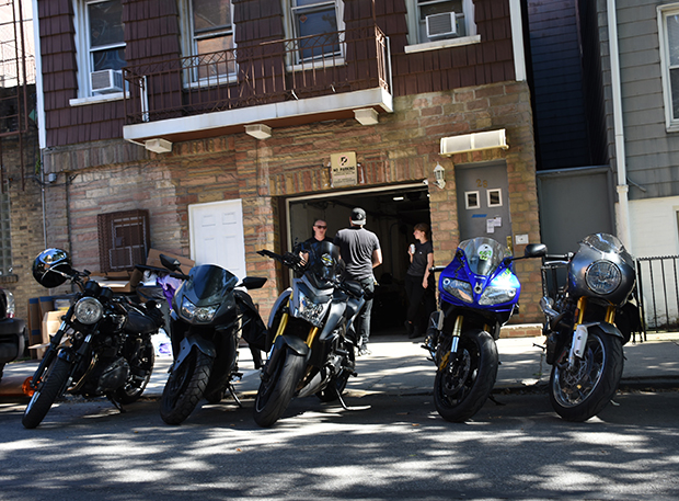 Dirty Billy Brooklyn NYC Moto Community Garage Shop Sunday Funday Crew Front of Shop.jpg