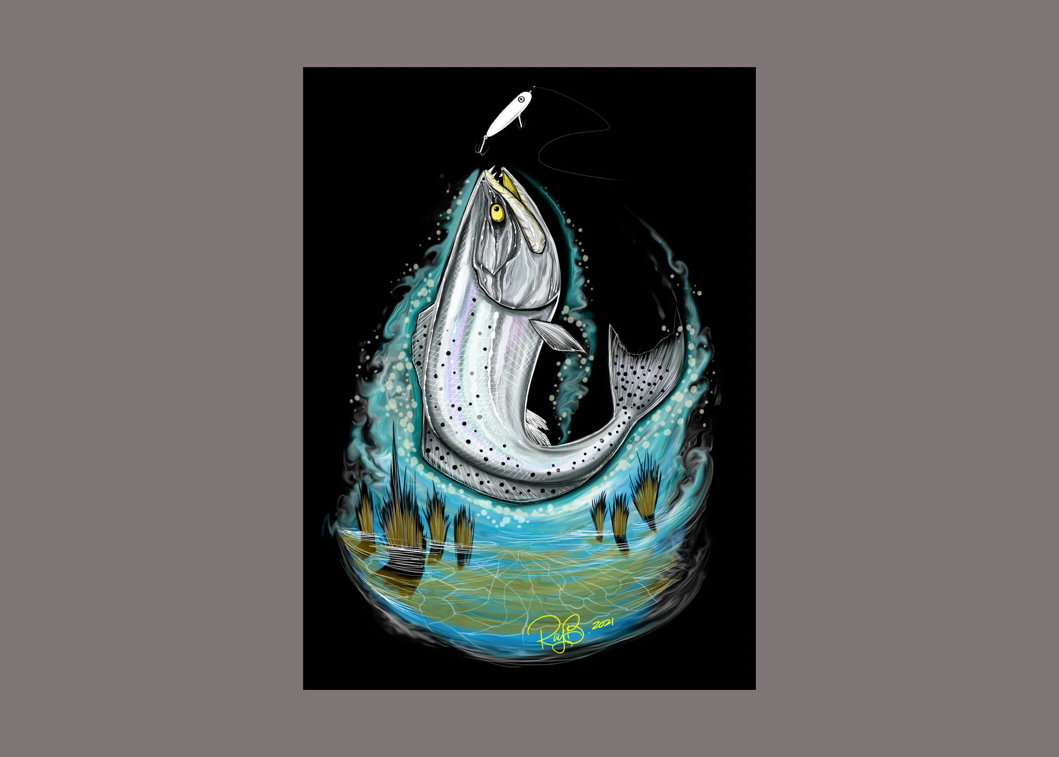 Topwater trout aluminum art