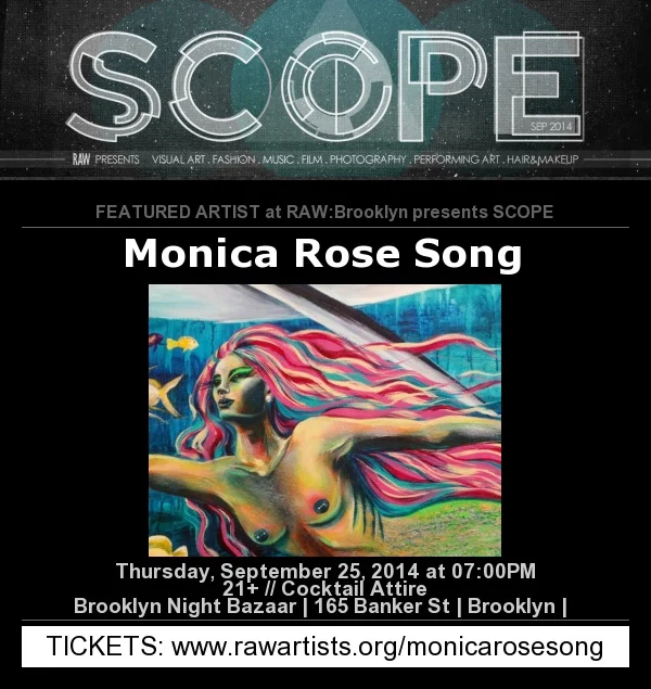 I am delighted to announce that I will be debuting my recent life-sized Shark and Mermaid paintings on Thursday, September 25th, 2014 at Brooklyn Night Bazaar - 165 Banker Street. Click here for a MAP. The exhibition is full of MAGIC from 7pm-Midnight. This one night extravaganza will include an art gallery, performing artists, musical performances, film screenings, and a fashion show! There will also be arcade games, food trucks, and a beer garden (CASH ONLY so plan accordingly). Please click HERE to purchase a ($15) ticket by September 18th and be sure that you are choosing to support me! I hope to see you there; it is going to be amazing!