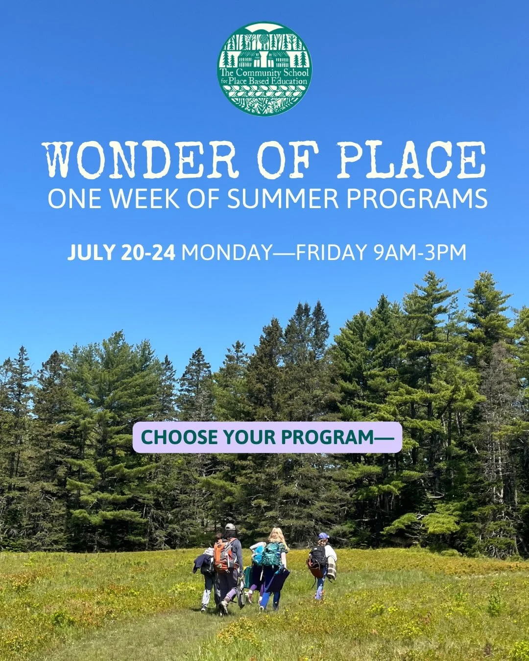 While today our campus is covered in snow, soon enough it will be time for WONDER WEEK: July 20-24. Our wonderful summer programs are $300 for all five days, scholarships are available, and you can learn more &amp; sign up at our website. Which progr